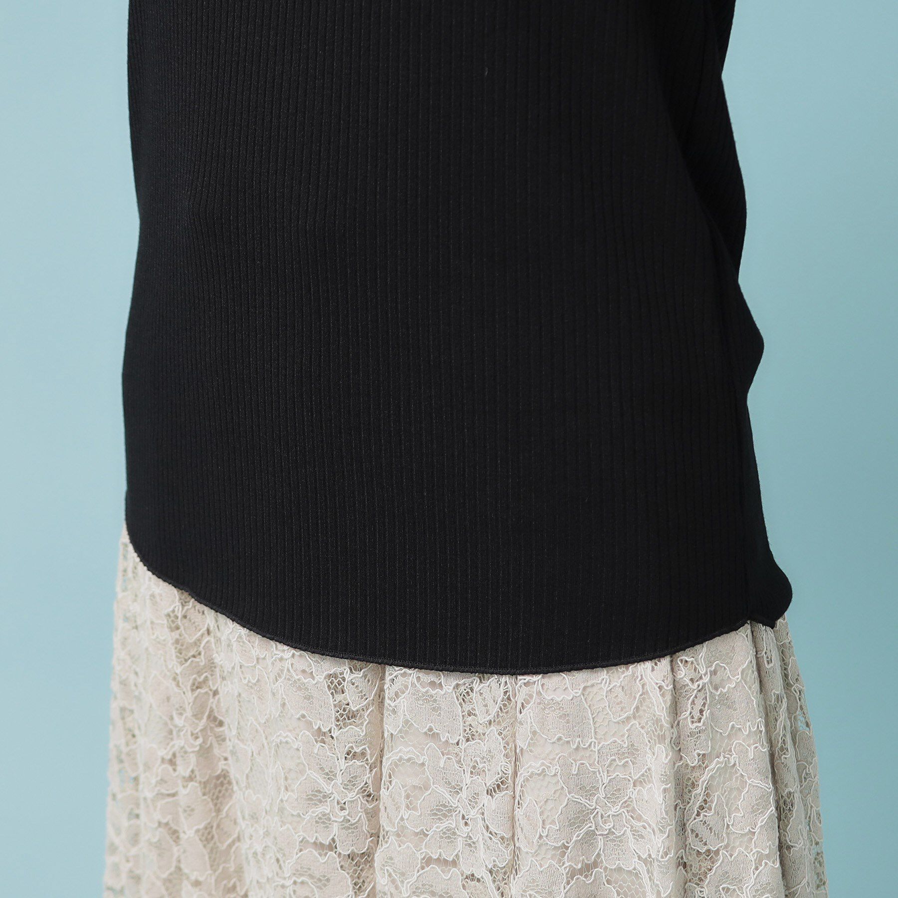 SunaUna「【異素材使い】ワイドリブタンクトップ」|Tシャツ・カットソー|