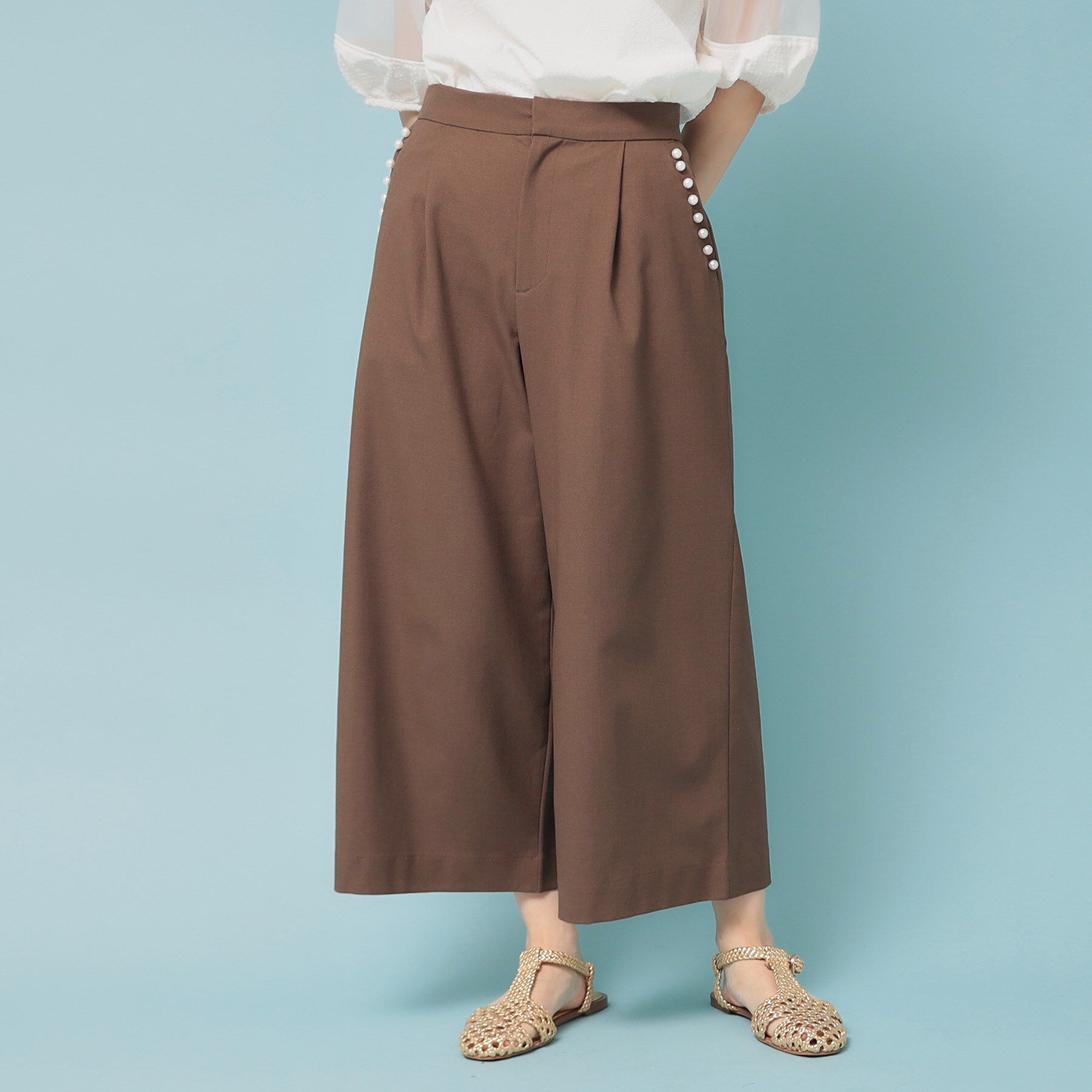 SunaUna「【ウエストゴム】ガウチョパンツ」|その他|ブラウン(045)