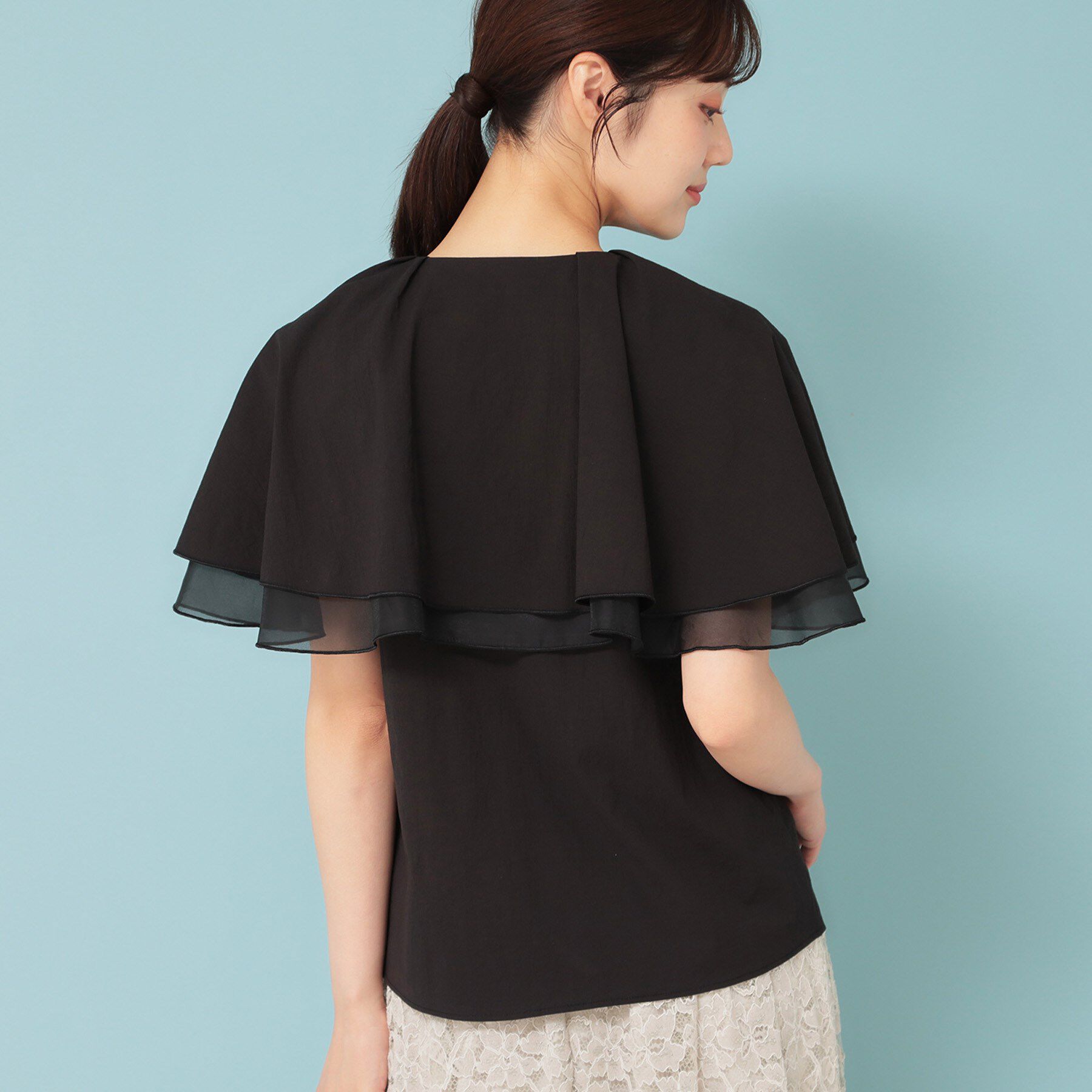SunaUna「【２段フリル 】ケープカラーブラウス」|シャツ・ブラウス|
