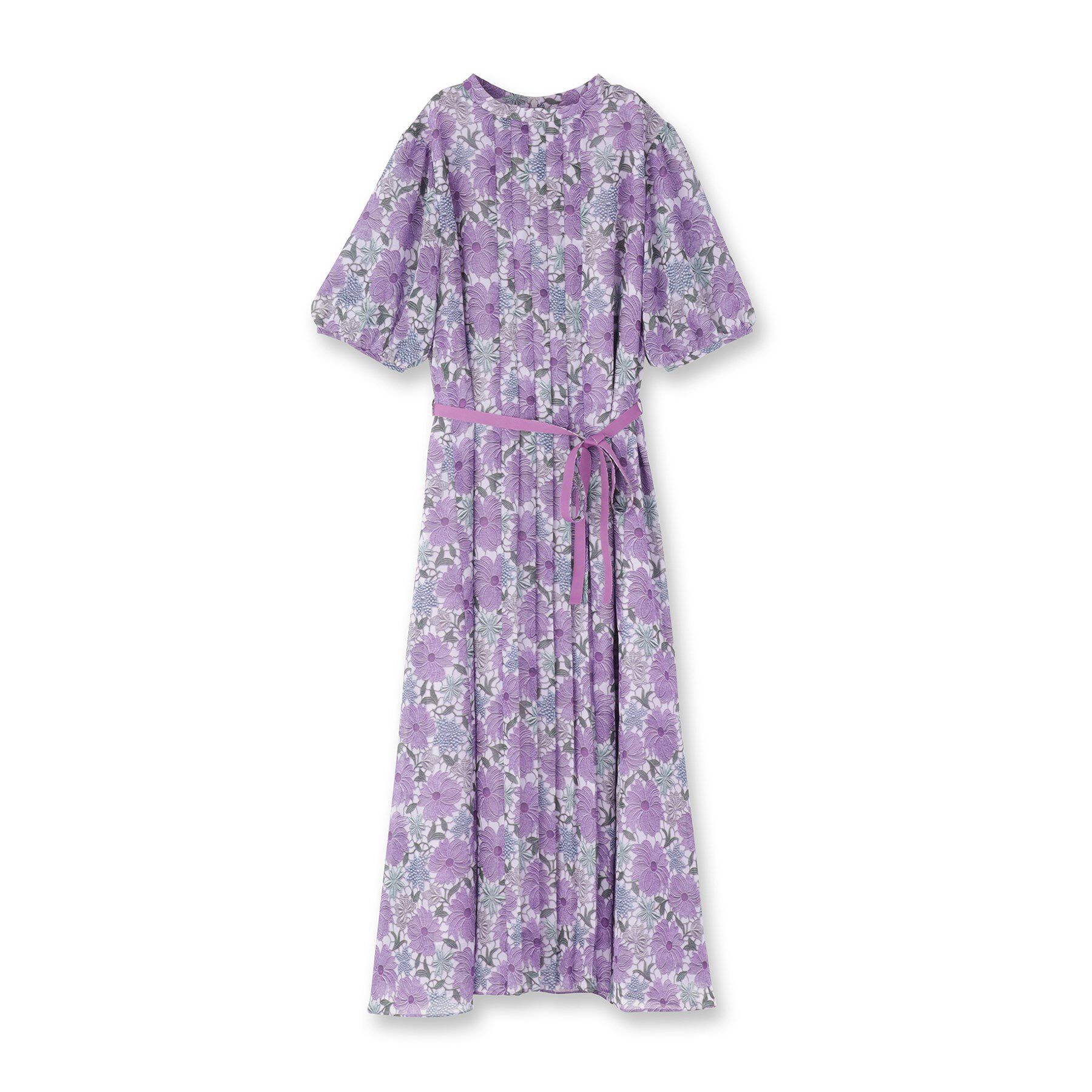 SunaUna「【&yours project／SS～L】レース柄プリーツワンピース」|ワンピース|