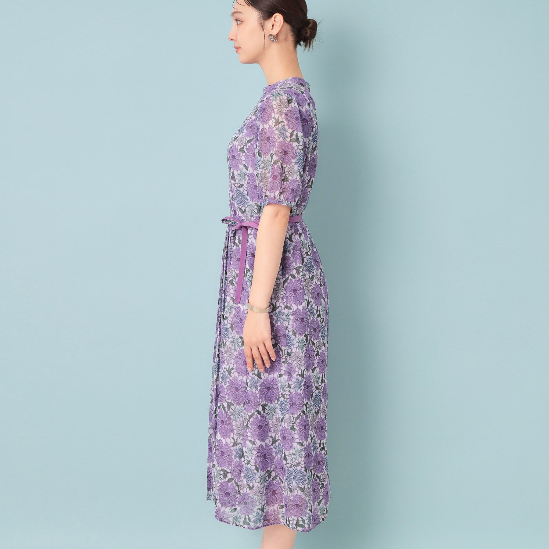 SunaUna「【&yours project／SS～L】レース柄プリーツワンピース」|ワンピース|