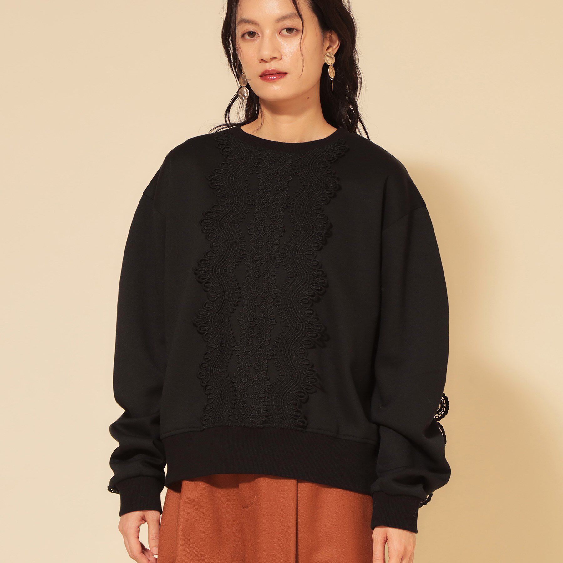 SunaUna「【COLLECTION LINE】レース付プルオーバー」|Tシャツ・カットソー|