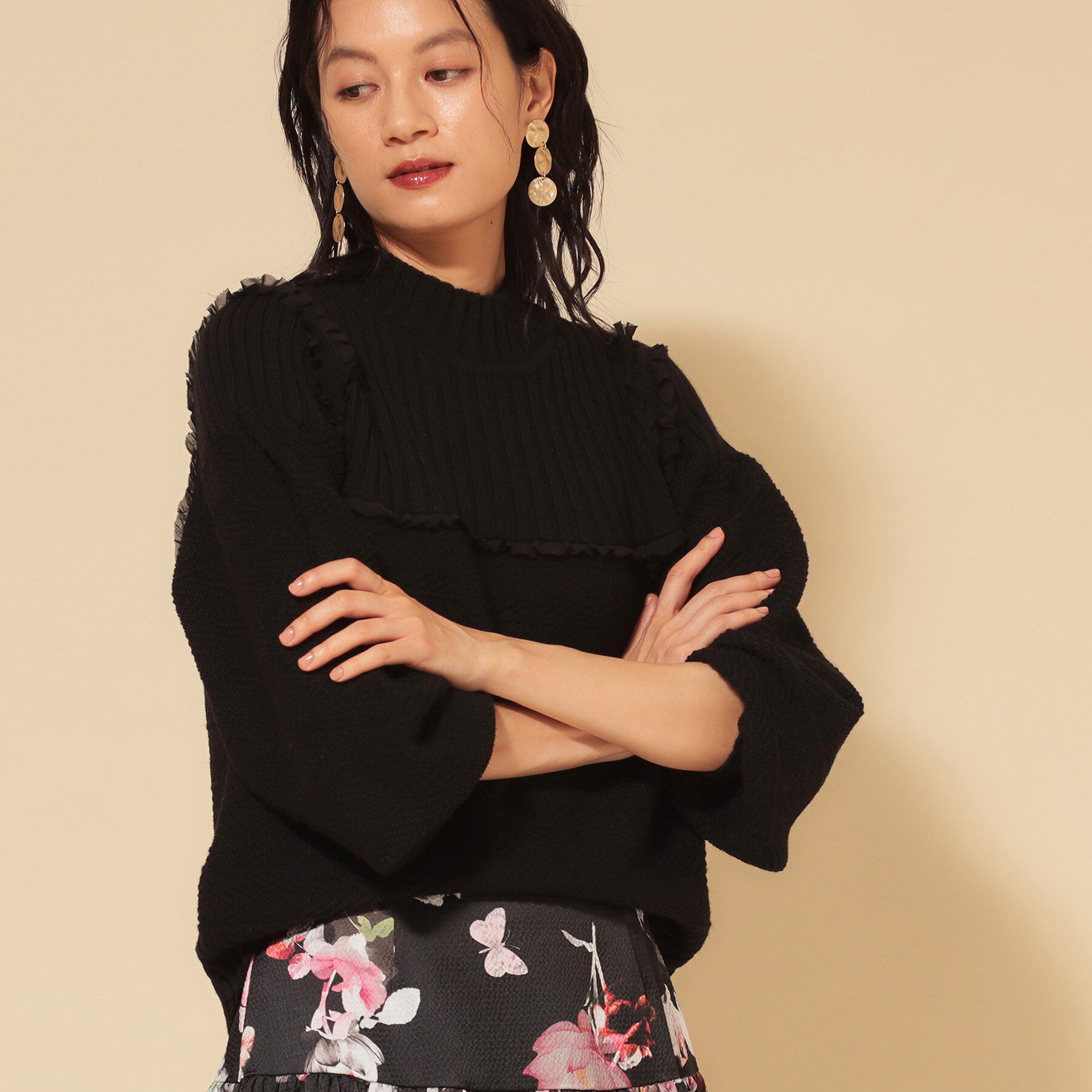 SunaUna「【COLLECTION LINE】編変化シフォンニット」|ニット・セーター|