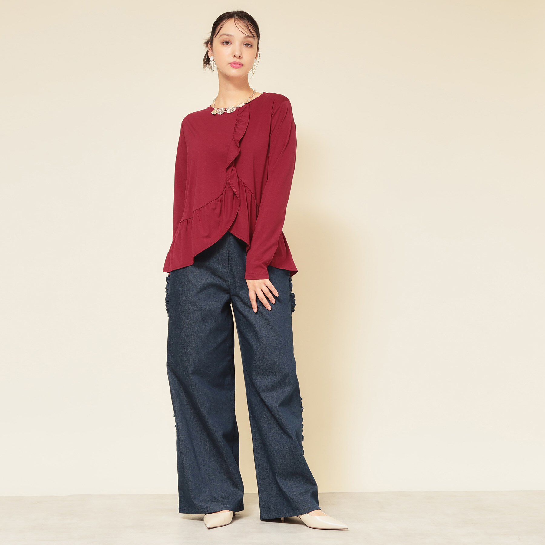 SunaUna「【フリルペプラム】チュニックカットソー」|Tシャツ・カットソー|