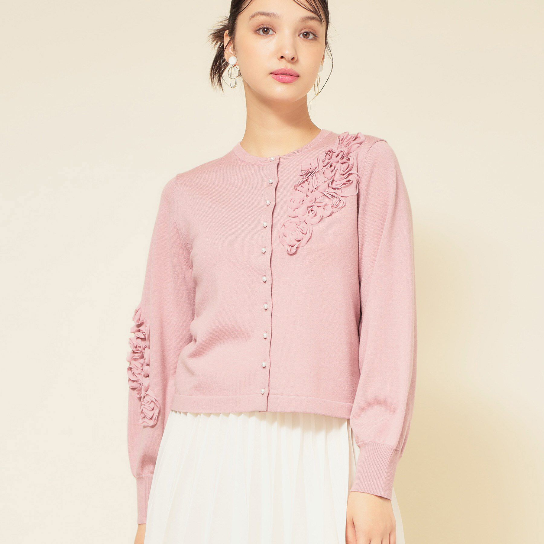 SunaUna「【SS～Lサイズ展開／チュール刺繍】クラフトニット」|カーディガン|