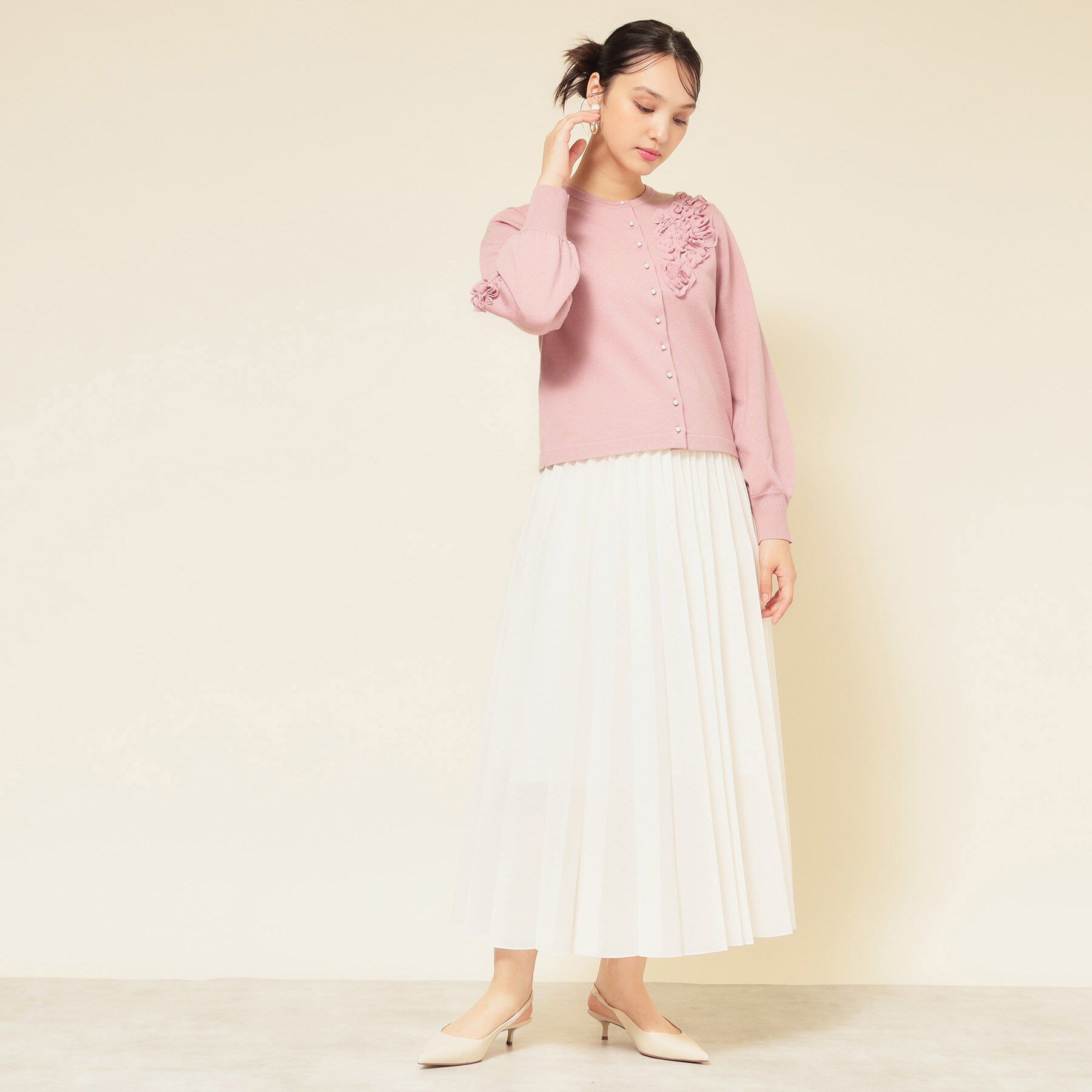 SunaUna「【SS～Lサイズ展開／チュール刺繍】クラフトニット」|カーディガン|