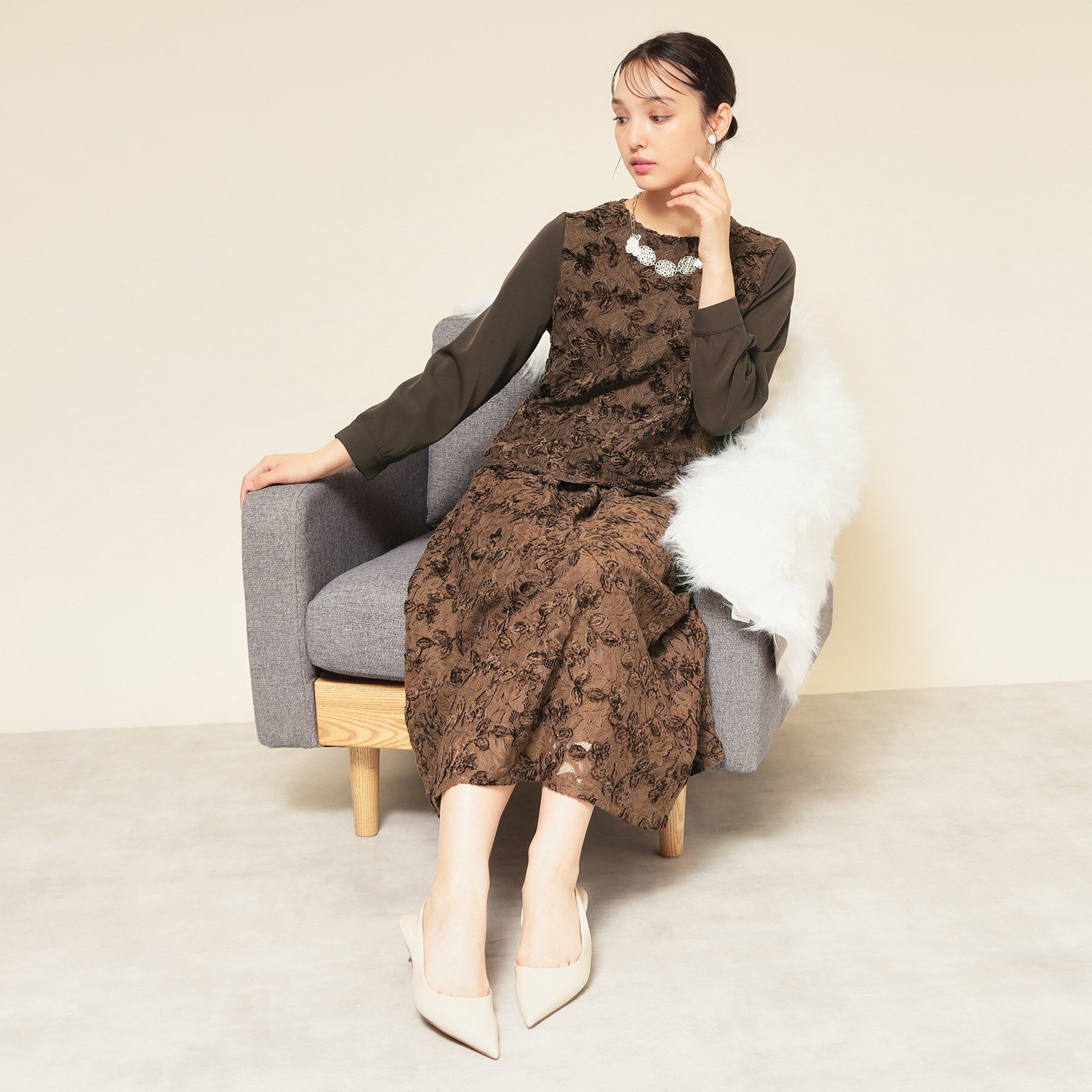 SunaUna「【モールレース／セットアップ可】パフスリーブブラウス」|シャツ・ブラウス|