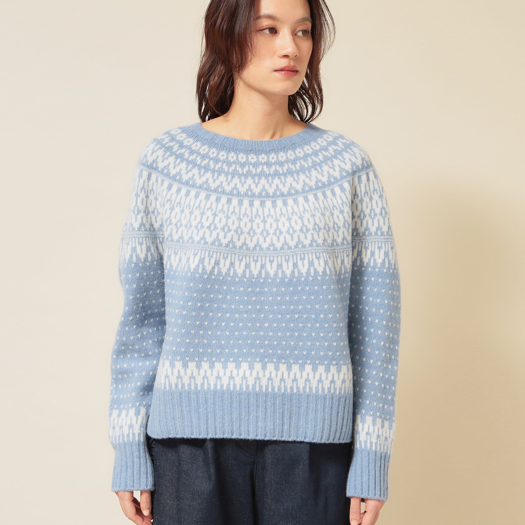 SunaUna「【ラメ混】ノルディック風ジャカード柄ニット」|ニット・セーター|