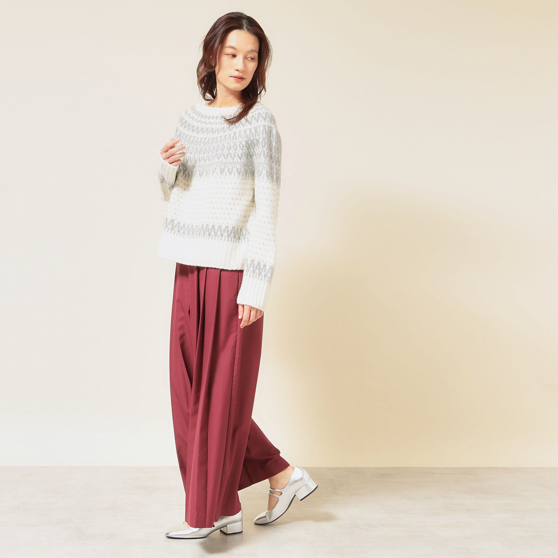 SunaUna「【ラメ混】ノルディック風ジャカード柄ニット」|ニット・セーター|