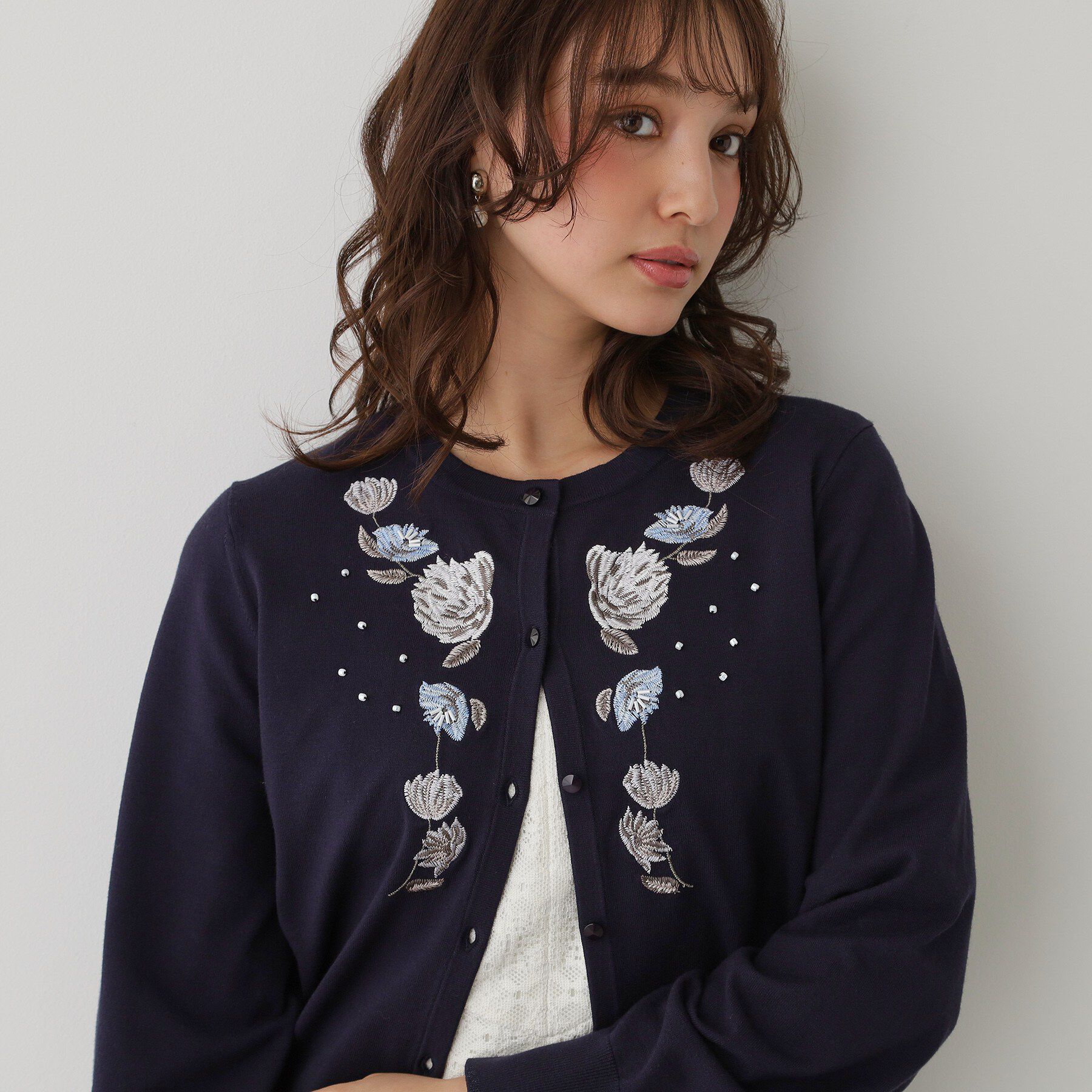 SunaUna「【SS～Lサイズ展開／フラワー刺繍】クラフトカーディガン」|カーディガン|