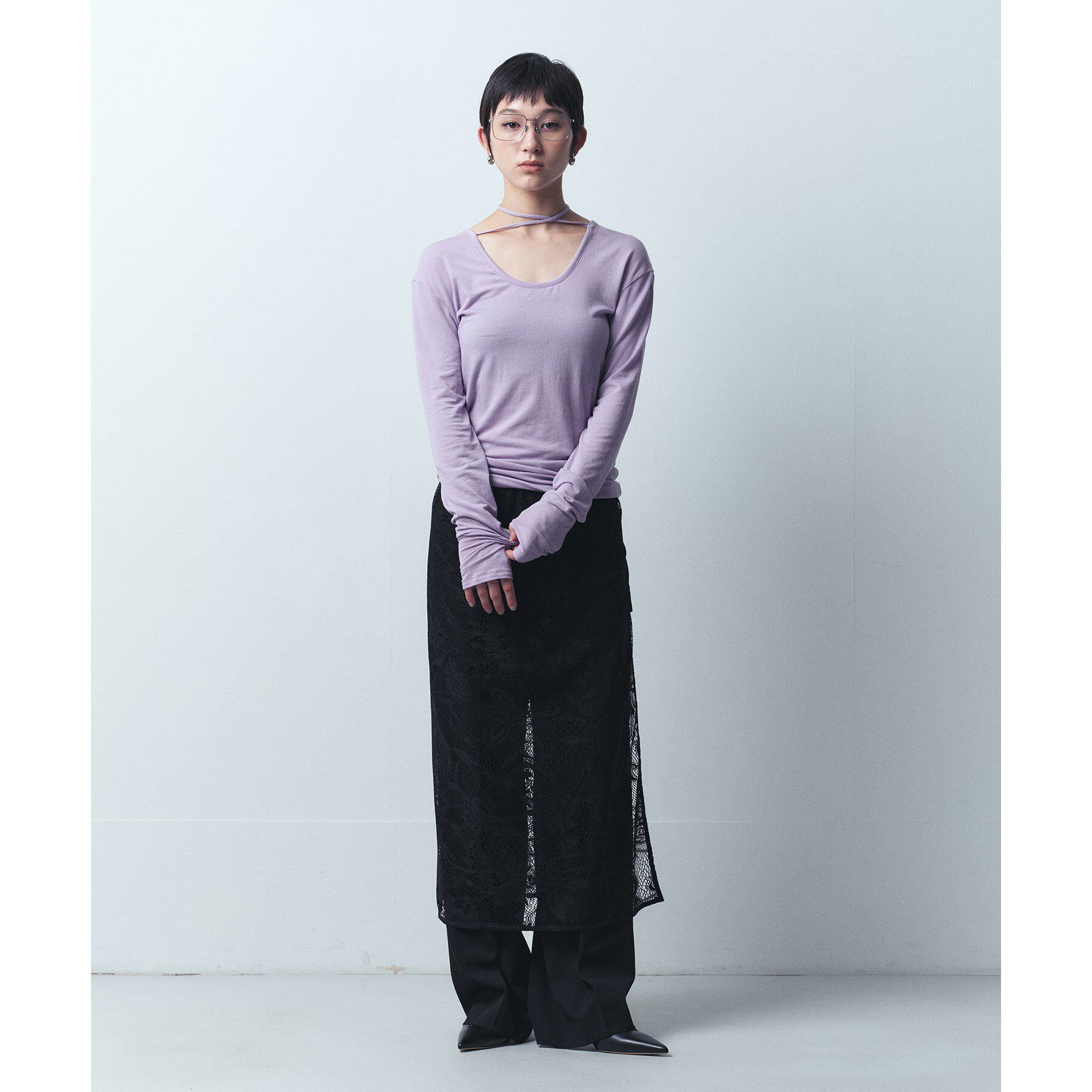 CODE A「front ribbon jersey tops」|Tシャツ・カットソー|