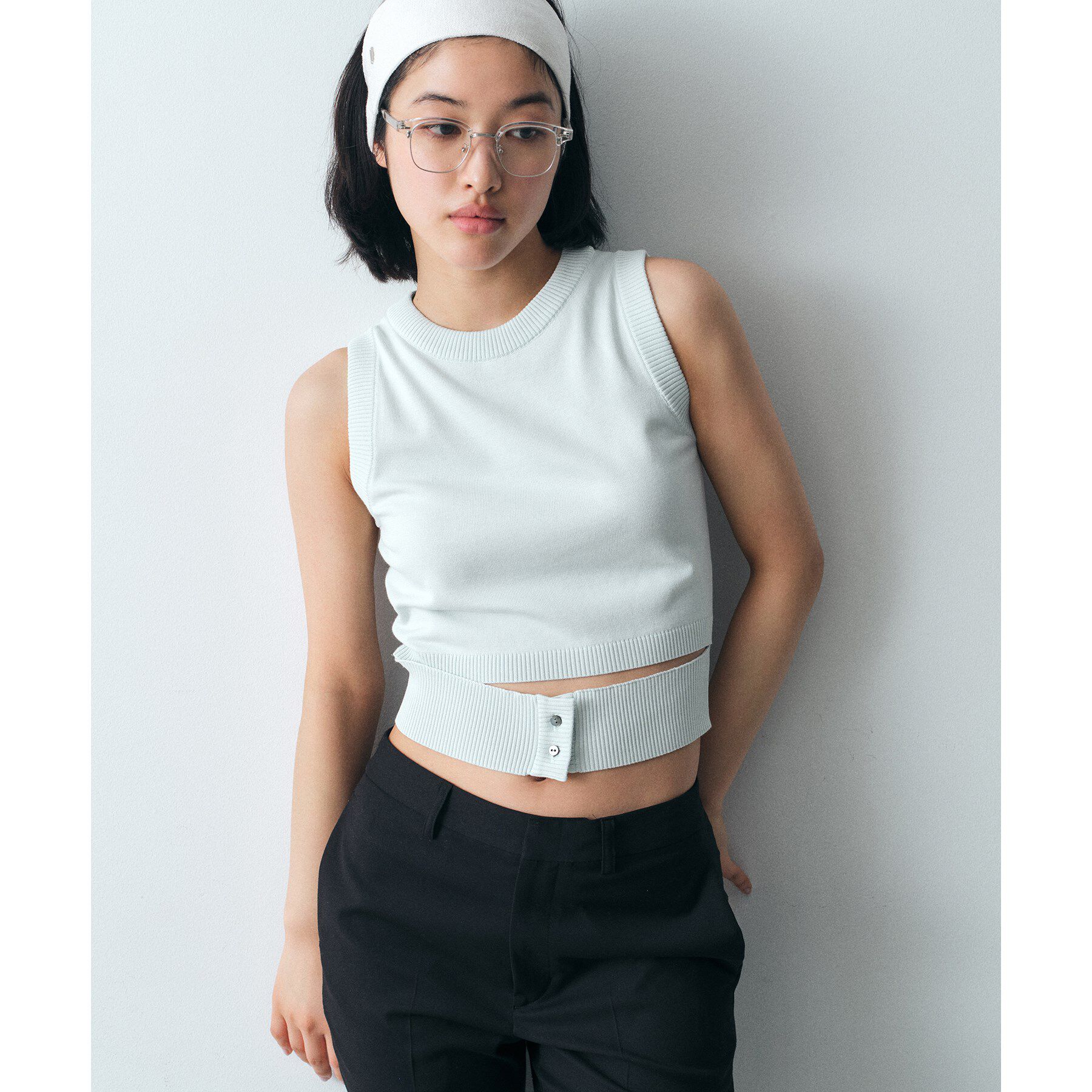 CODE A「design knit tank」|ニット・セーター|ブルー(091)