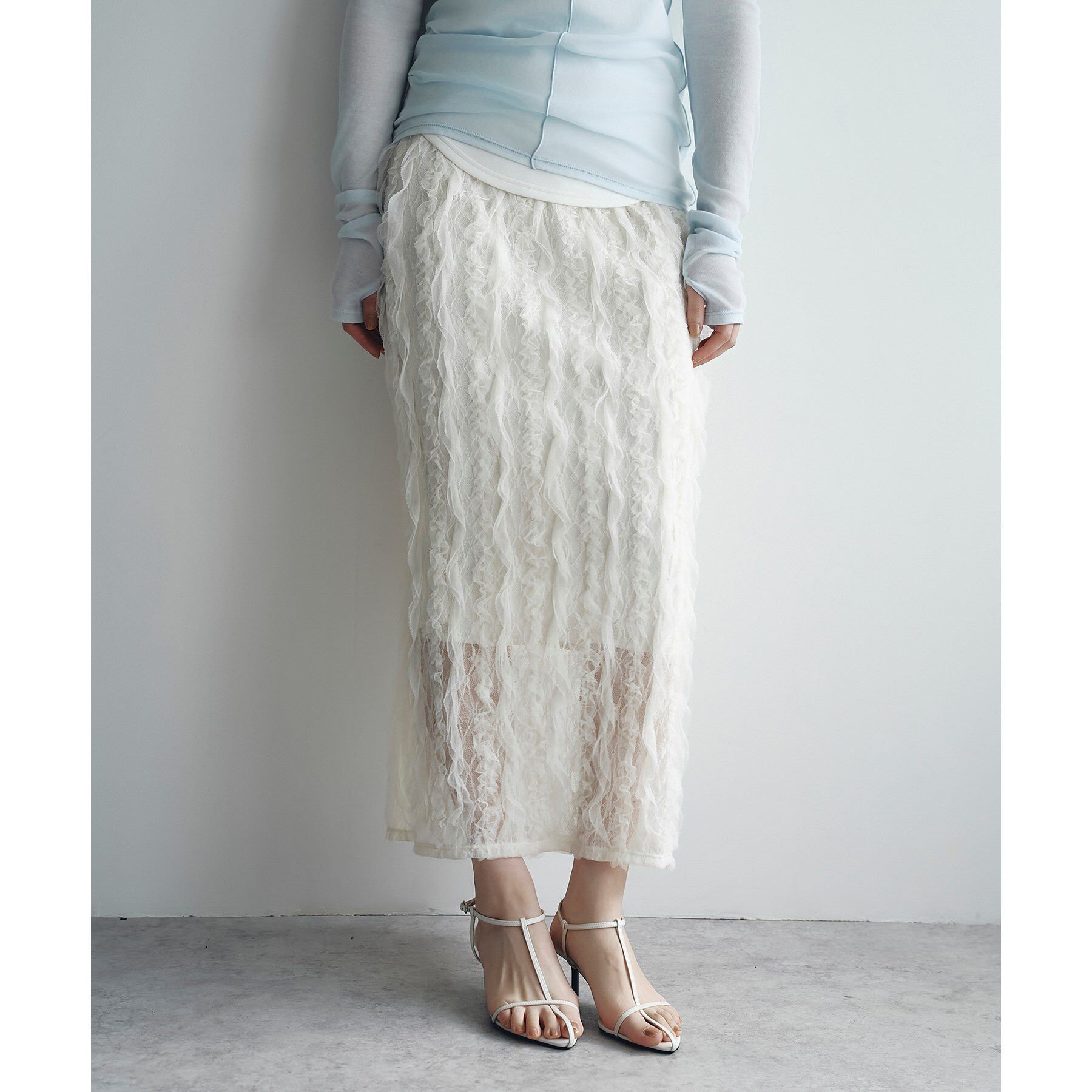 CODE A「frill lace easy skirt」|スカート|オフホワイト(003