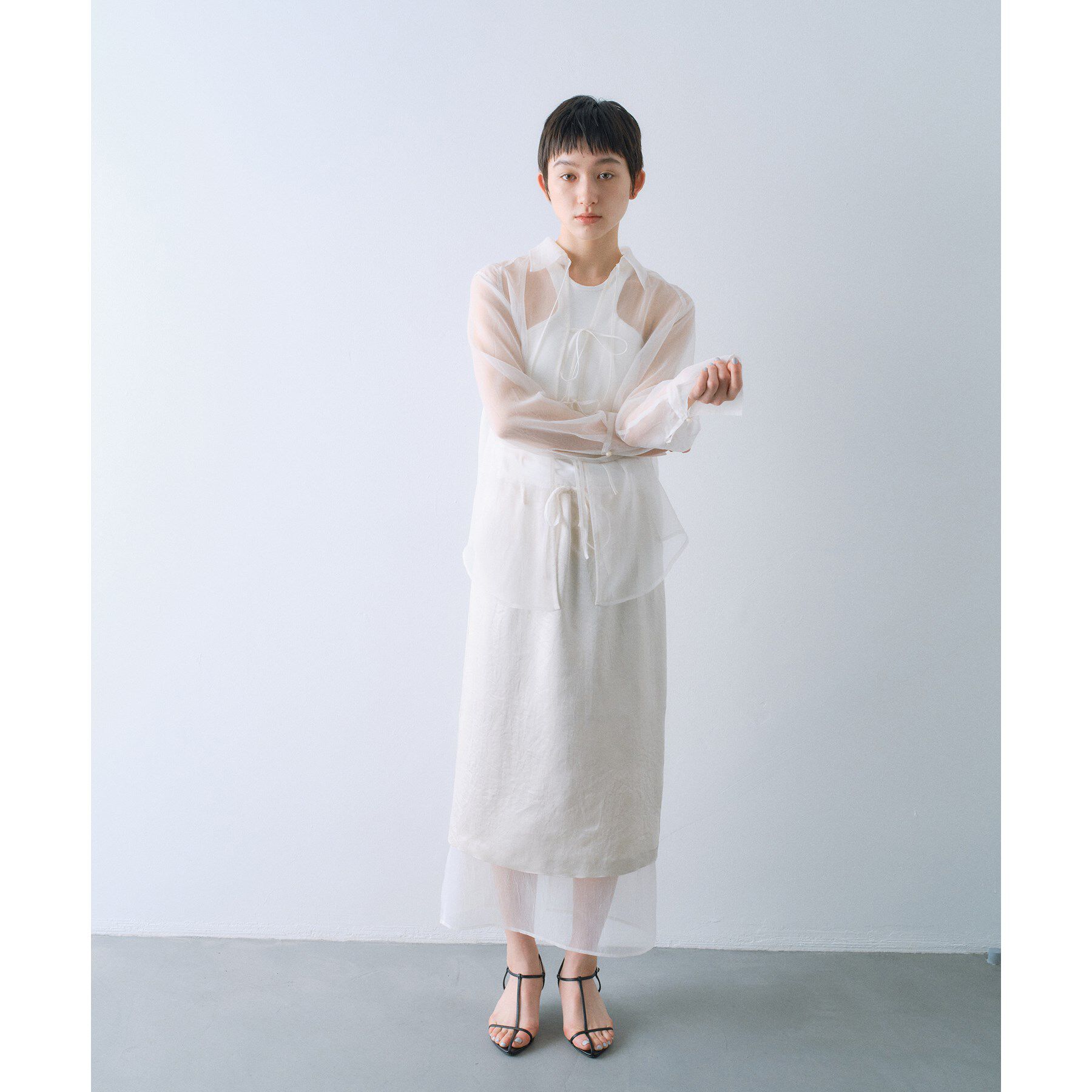 CODE A「sheer washer ribbon blouse」|シャツ・ブラウス|