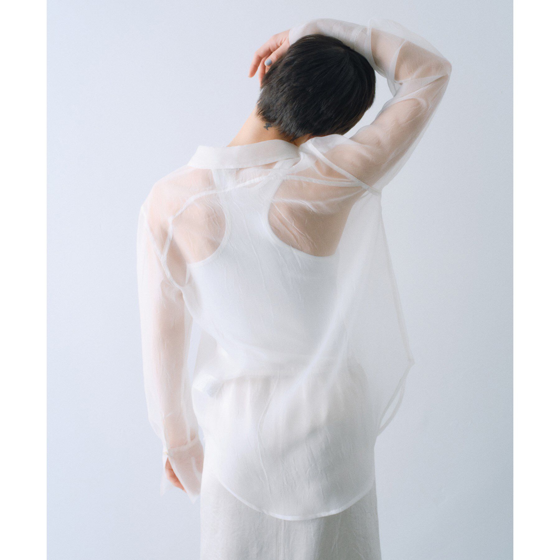 CODE A「sheer washer ribbon blouse」|シャツ・ブラウス|