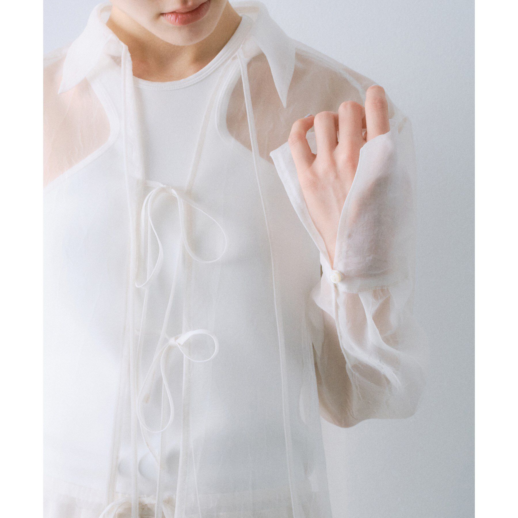 CODE A「sheer washer ribbon blouse」|シャツ・ブラウス|