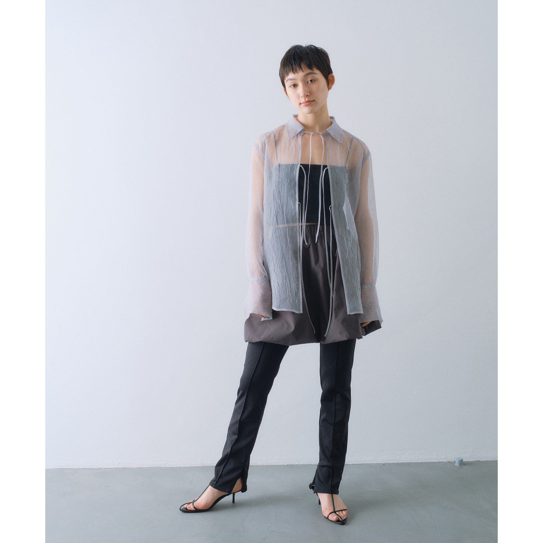 CODE A「sheer washer ribbon blouse」|シャツ・ブラウス|