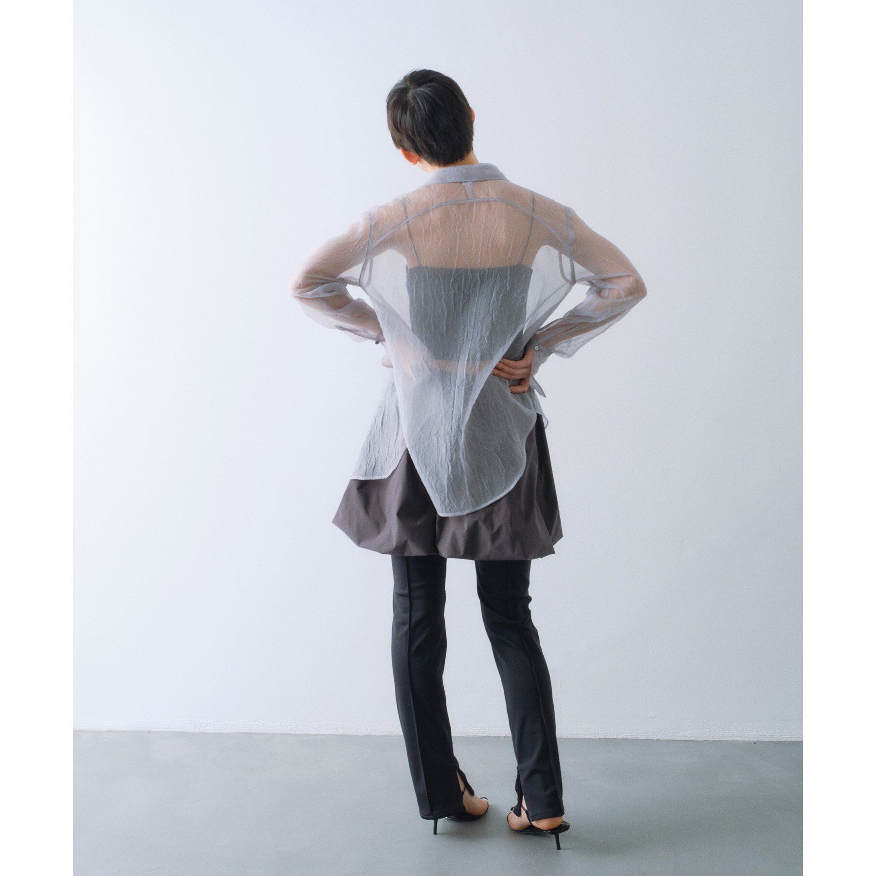 CODE A「sheer washer ribbon blouse」|シャツ・ブラウス|