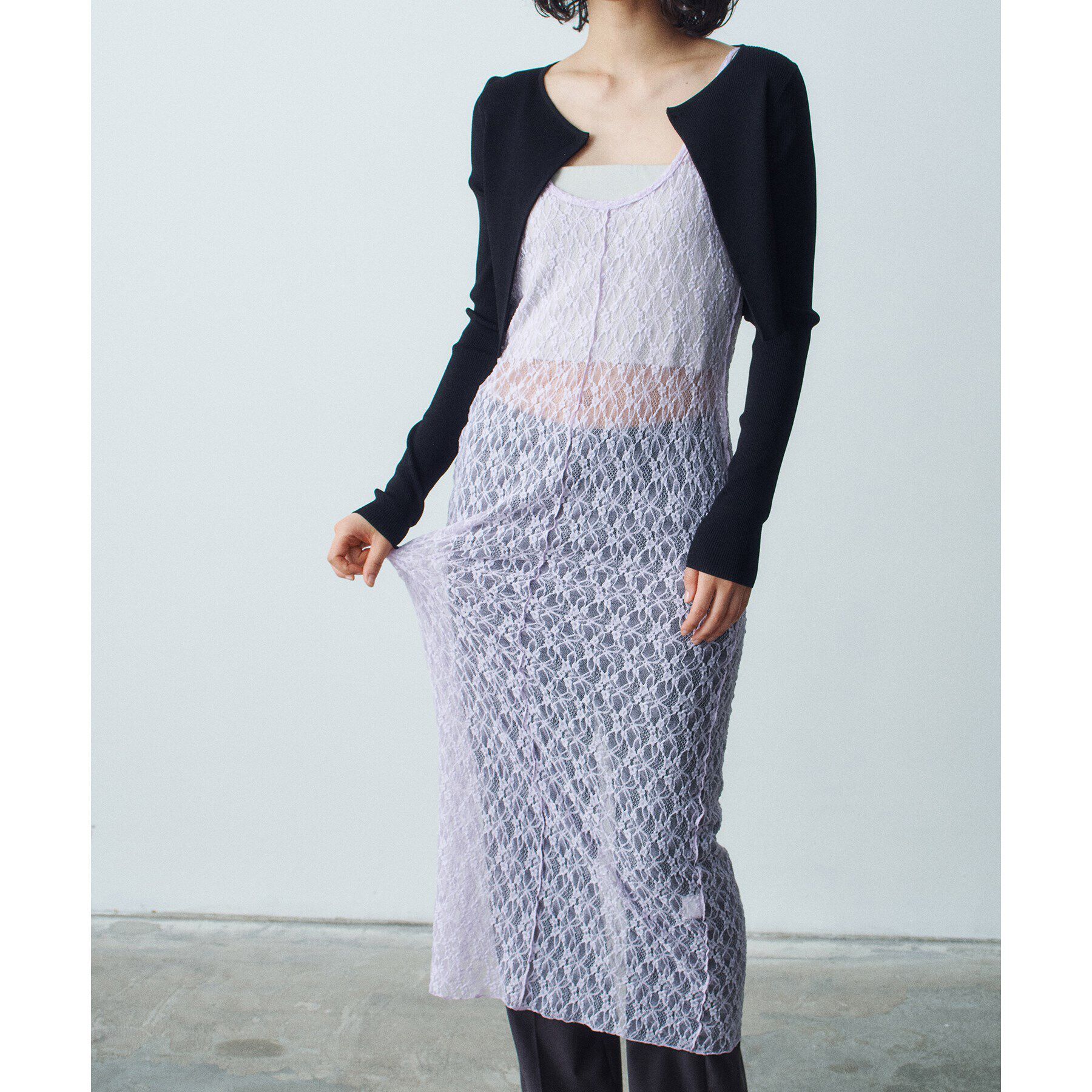 CODE A「stretch lace cami dress」|ワンピース|ラベンダー(080)