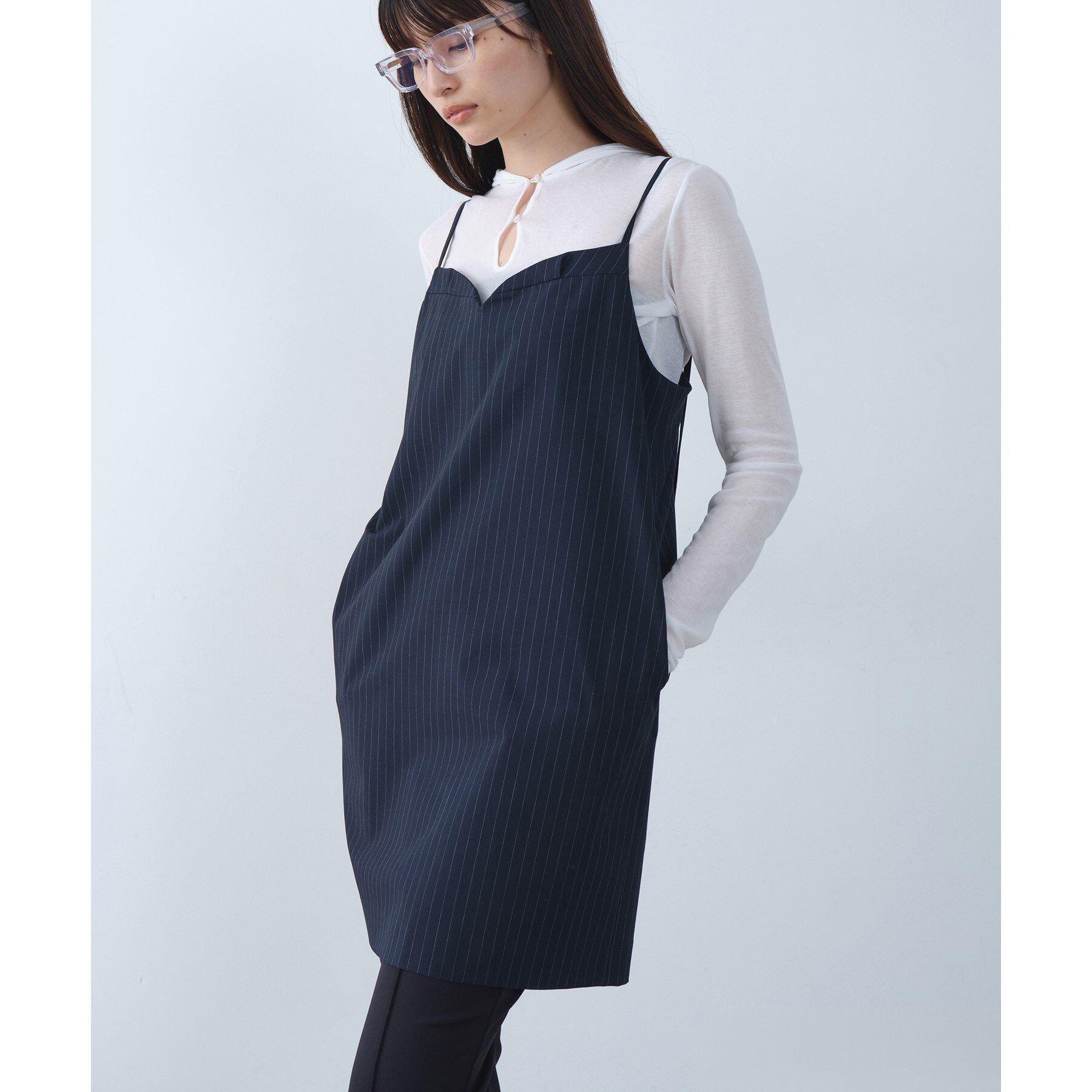 CODE A「tailored mood mini dress」|ワンピース|ネイビー(394)