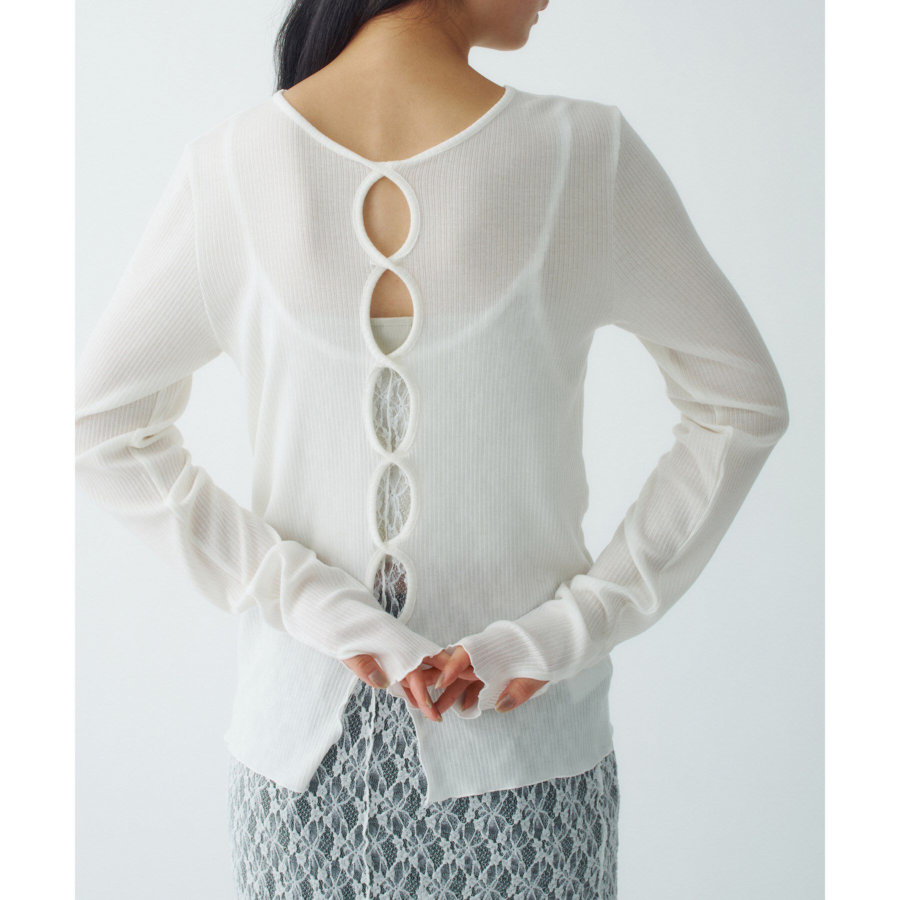 CODE A「twist sheer rib LS」|Tシャツ・カットソー|ホワイト(001)