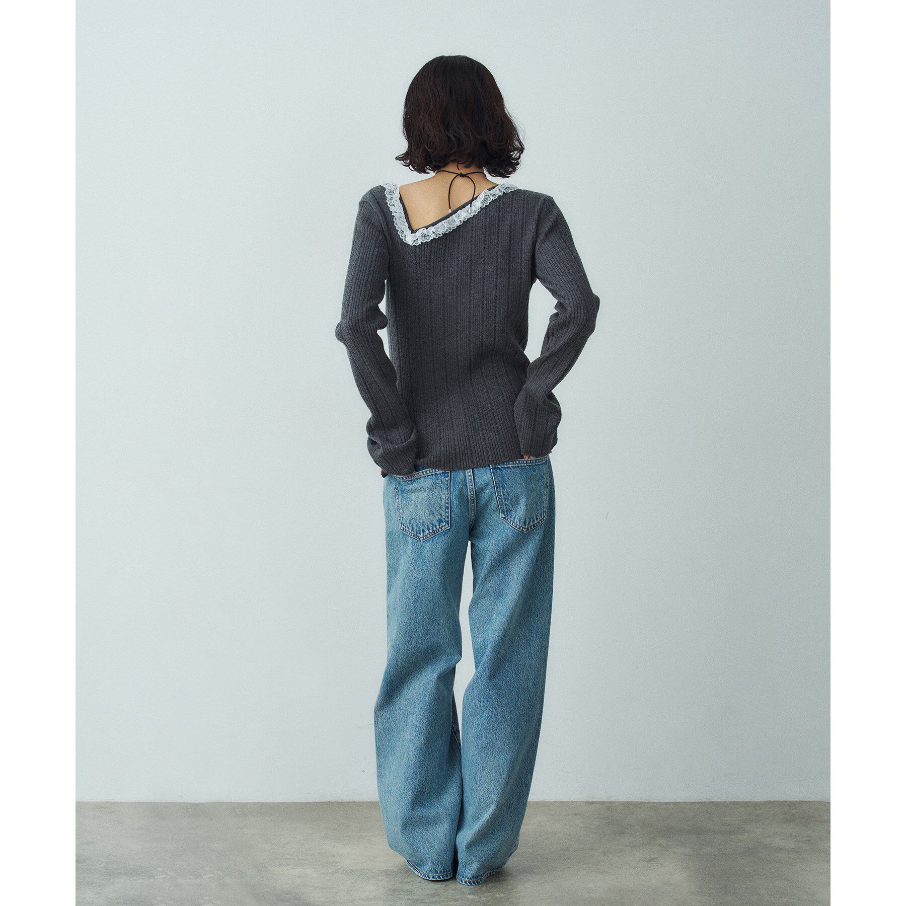 CODE A「lace frill asymmetric knit」|ニット・セーター|