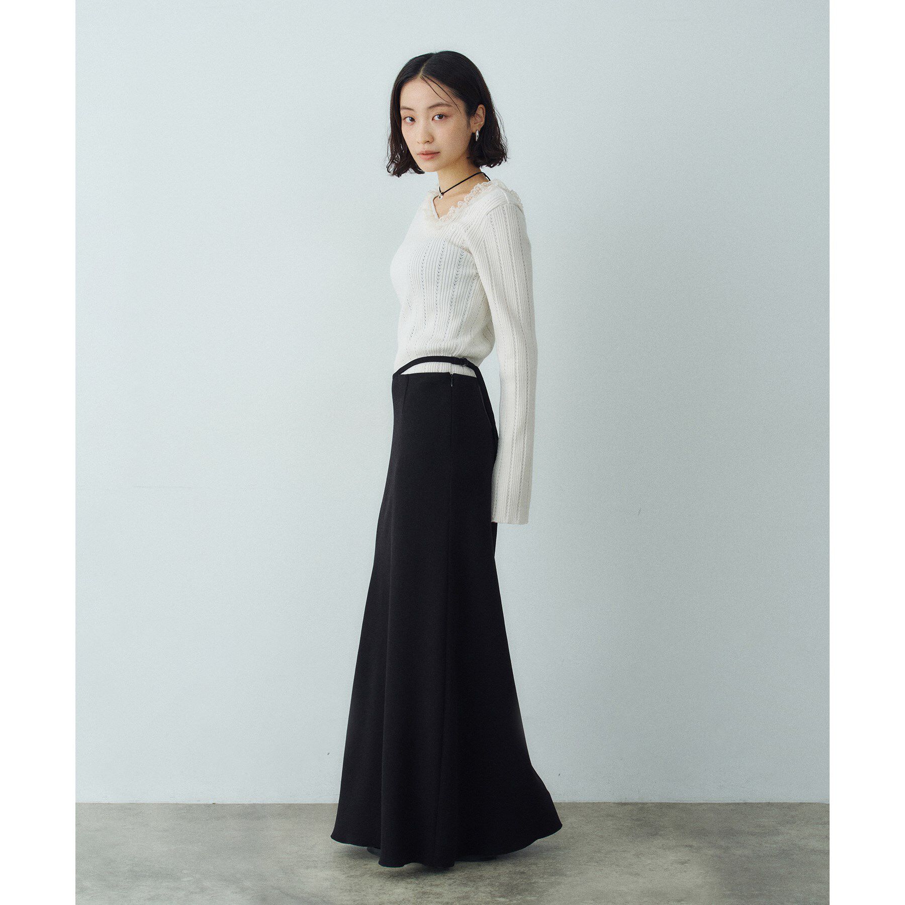 CODE A「lace frill asymmetric knit」|ニット・セーター|