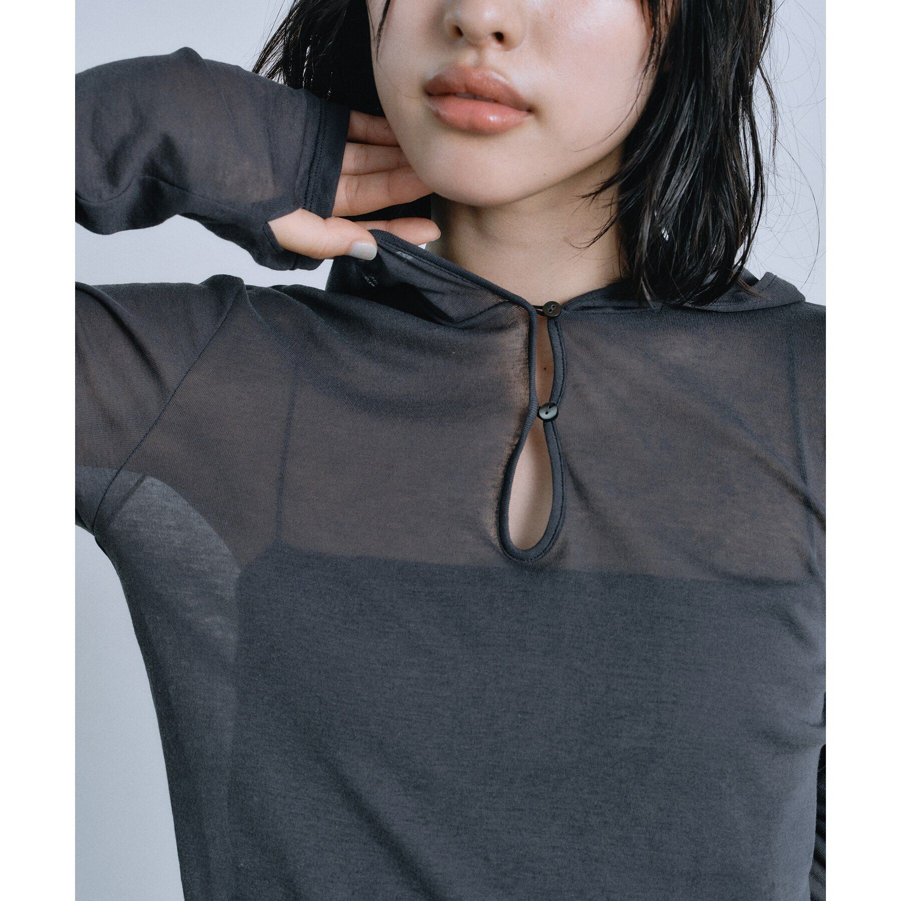 CODE A「【Re】sheer hoodie tee」|ニット・セーター|