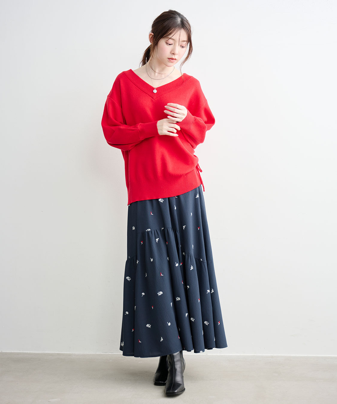 COCO DEAL「フラワー/スター刺繍ティアードスカート」|スカート|