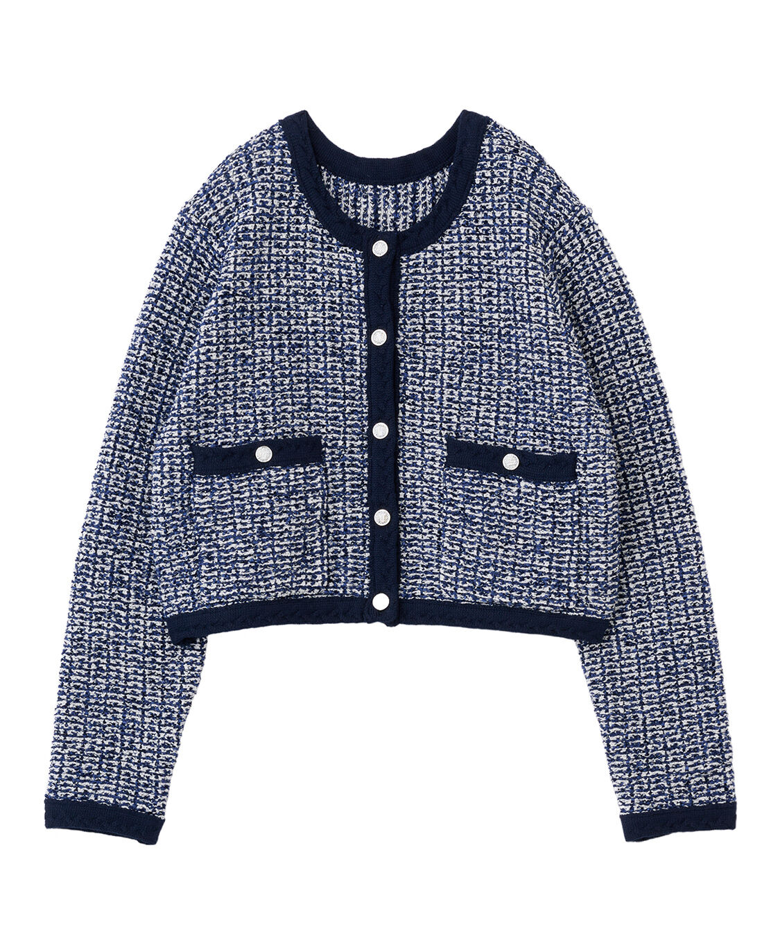COCO DEAL「ファンシーツイードニットカーディガン」|ニット・セーター|ネイビー