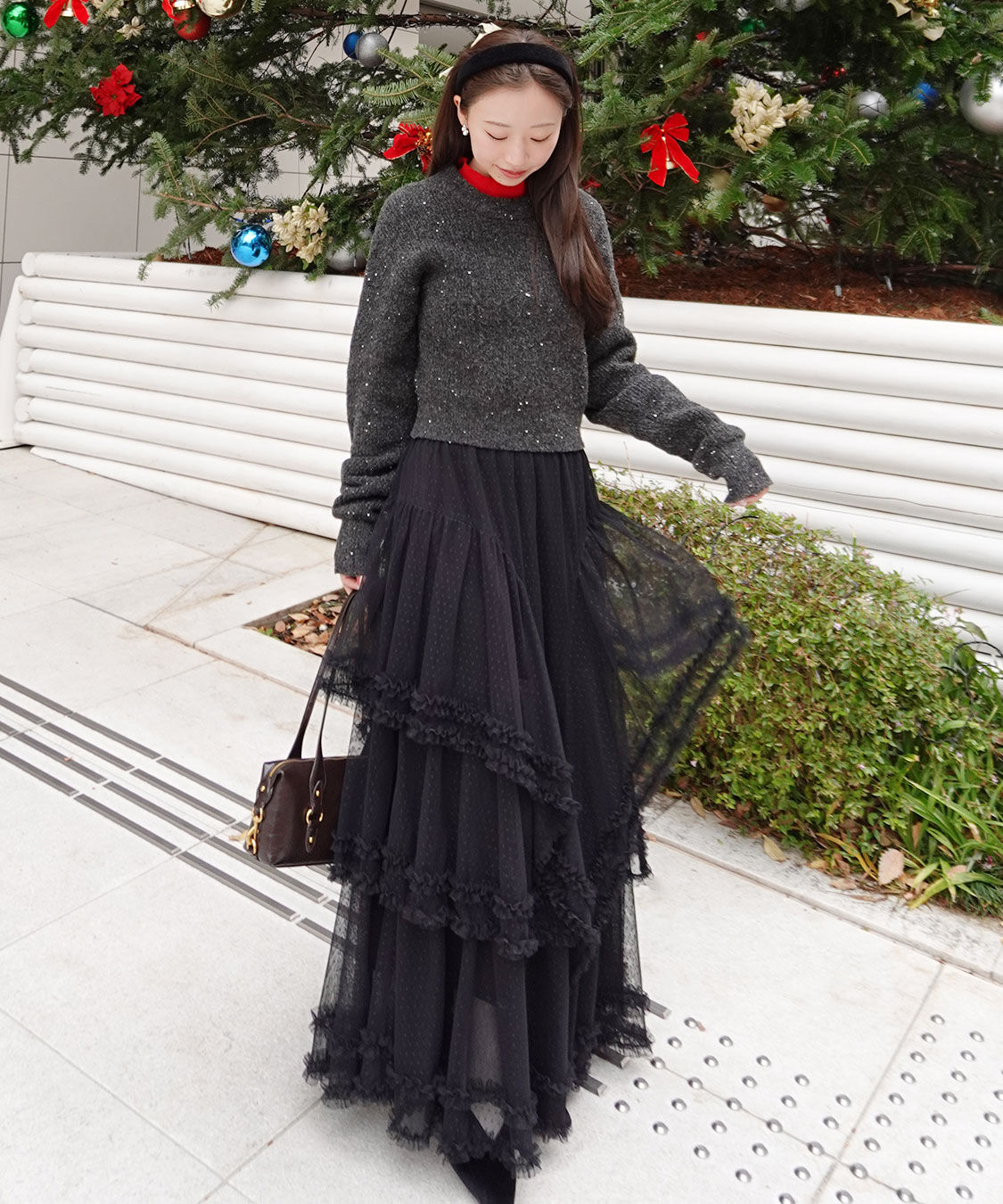 COCO DEAL「ドットチュールティアードフレアスカート」|スカート|