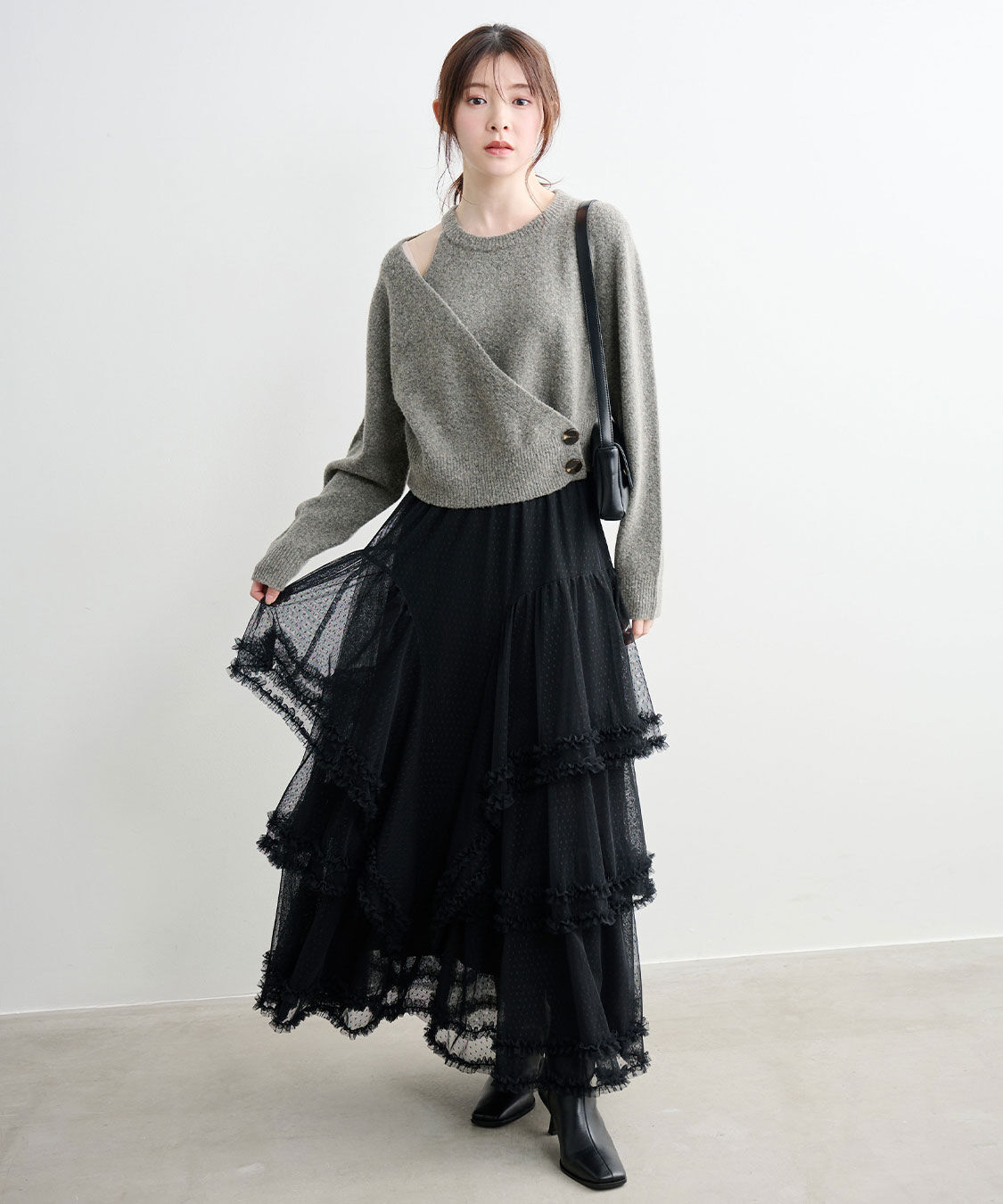 COCO DEAL「ドットチュールティアードフレアスカート」|スカート|