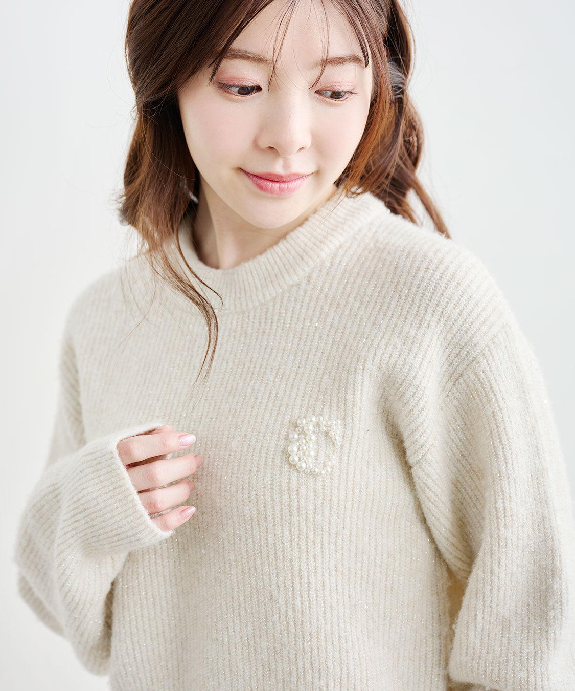 COCO DEAL「パールロゴラメニット」|ニット・セーター|