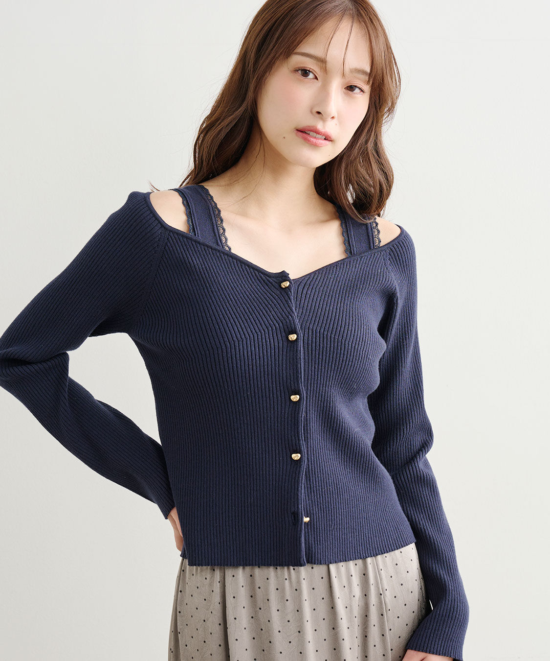 COCO DEAL「Vネックリブニットカーディガン」|ニット・セーター|