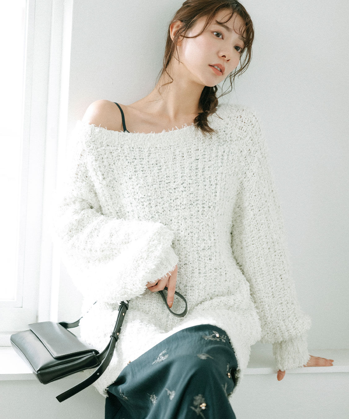 COCO DEAL「ミドル丈フェザーニット」|ニット・セーター|オフ