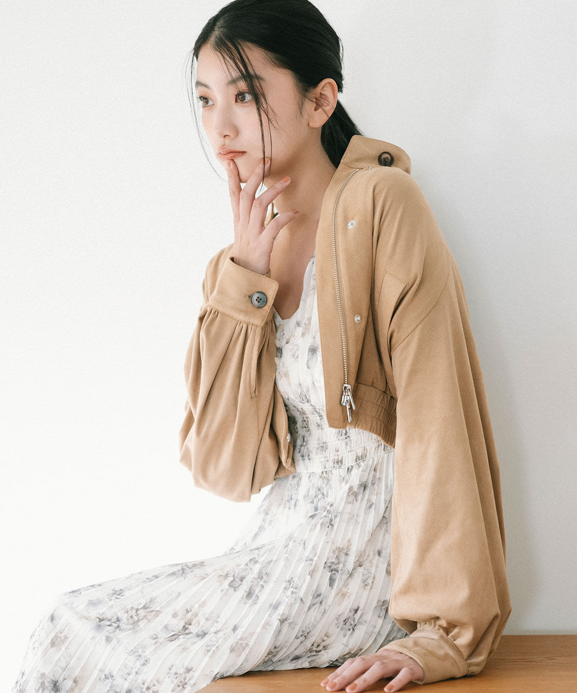 COCO DEAL「ギャザーボリュームスウェードブルゾン」|ブルゾン・スタジャン|