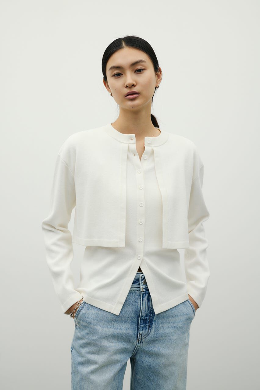 STYLEMIXER「レイヤードニットカーデ」|カーディガン|WHT