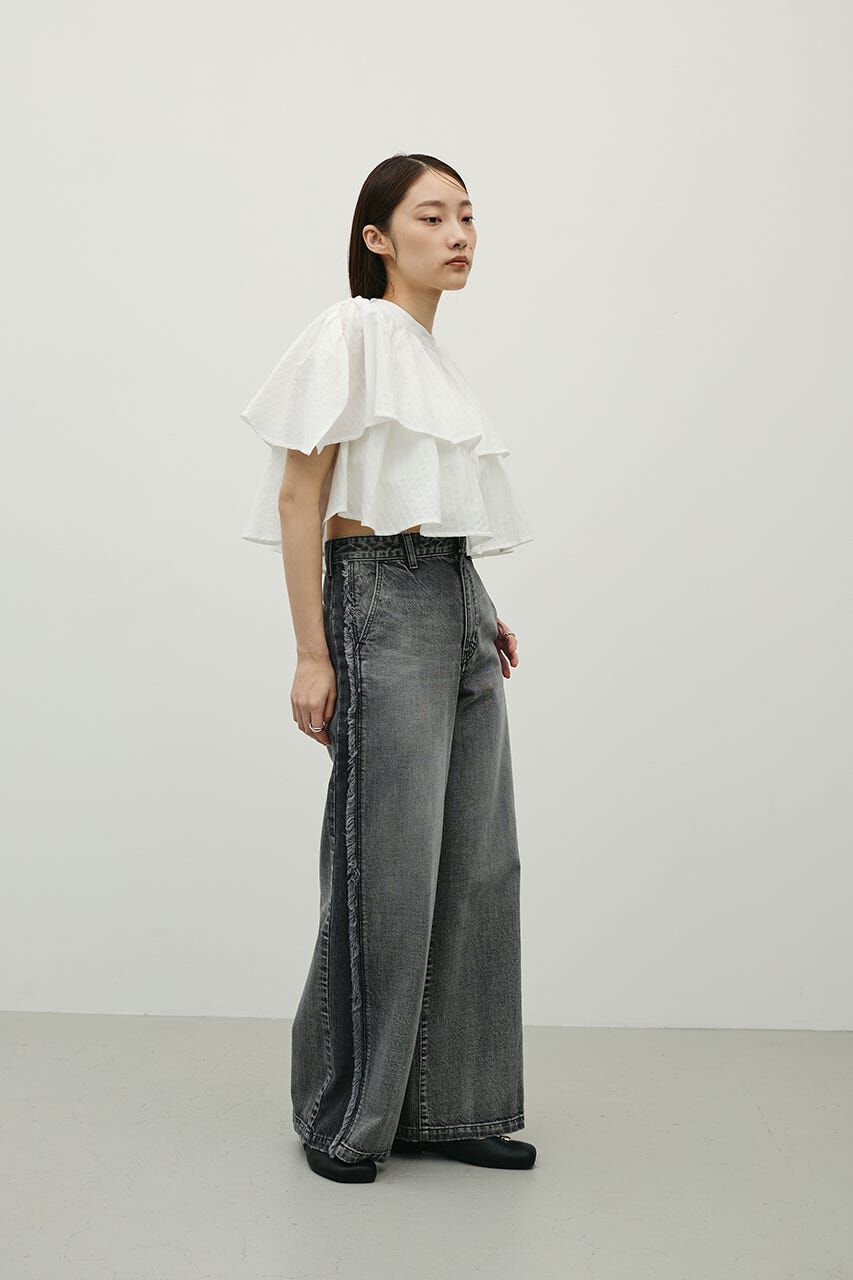STYLEMIXER「サイドフリンジワイドデニム」|デニム|