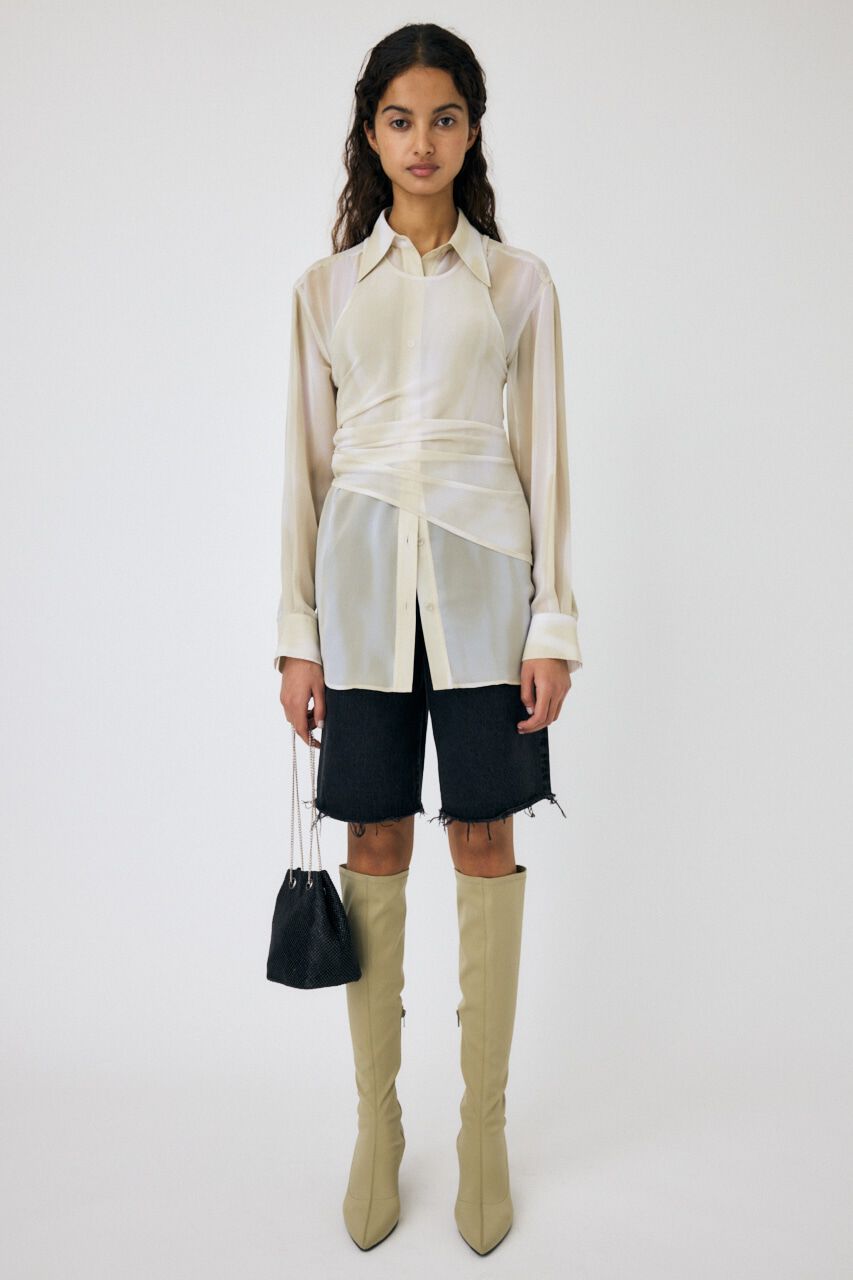 MOUSSY「LAYERED SHEER シャツ」|シャツ・ブラウス|ECRU