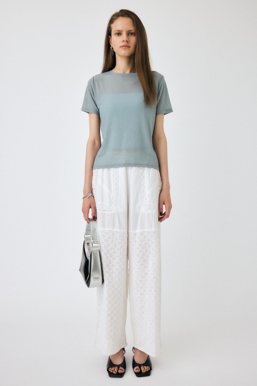 MOUSSY「RHINESTONE SHEER Tシャツ」|Tシャツ・カットソー|
