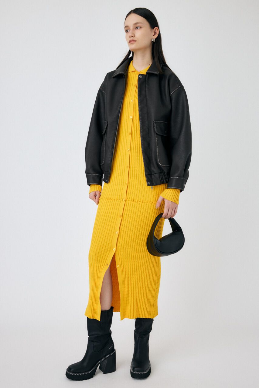 MOUSSY「CABLE KNIT ロングドレス」|ワンピース|YEL