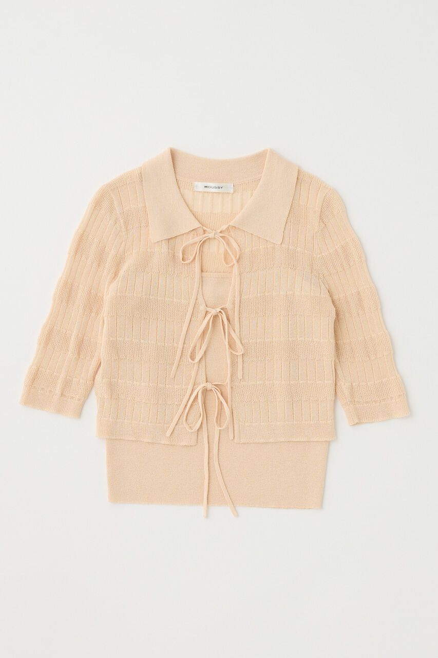 MOUSSY「KNIT CAMI & RIBBON シャツセット」|ニット・セーター|L/BEG1