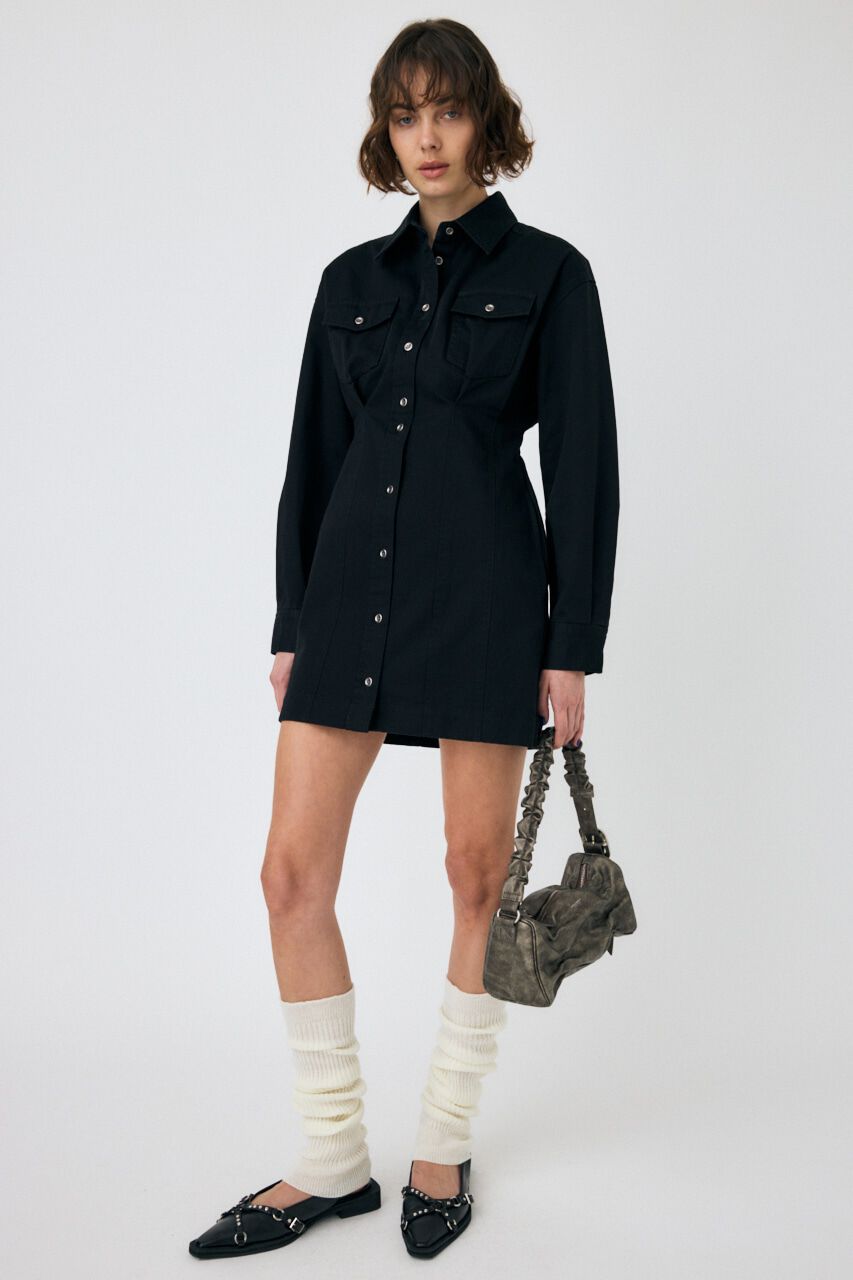 MOUSSY「WAIST TUCK ミニドレス」|ワンピース|BLK