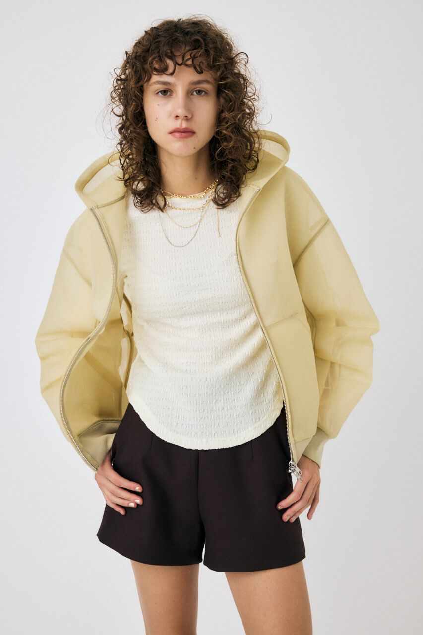 MOUSSY「SHEER CARDBOARD ジップアップフーディ」|パーカー|BEG