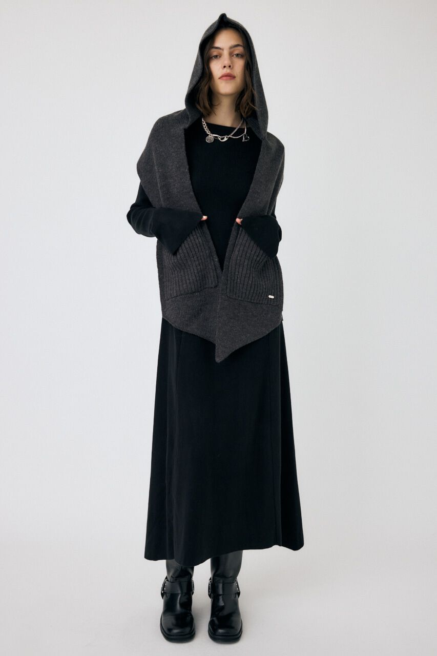 MOUSSY「WAIST RIBBON モックネックドレス」|ワンピース|BLK