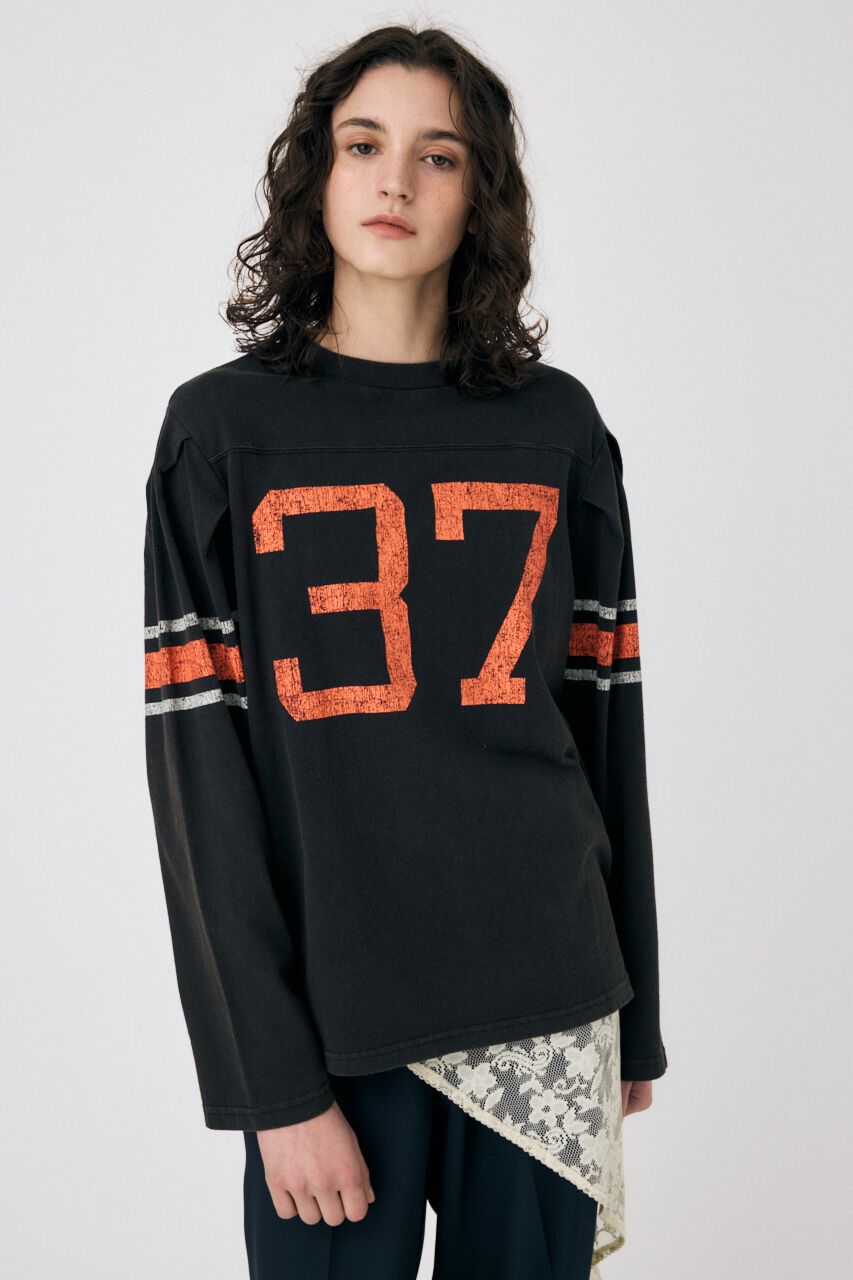 MOUSSY「NUMBERING VINTAGE ロンT」|Tシャツ・カットソー|L/BLK1