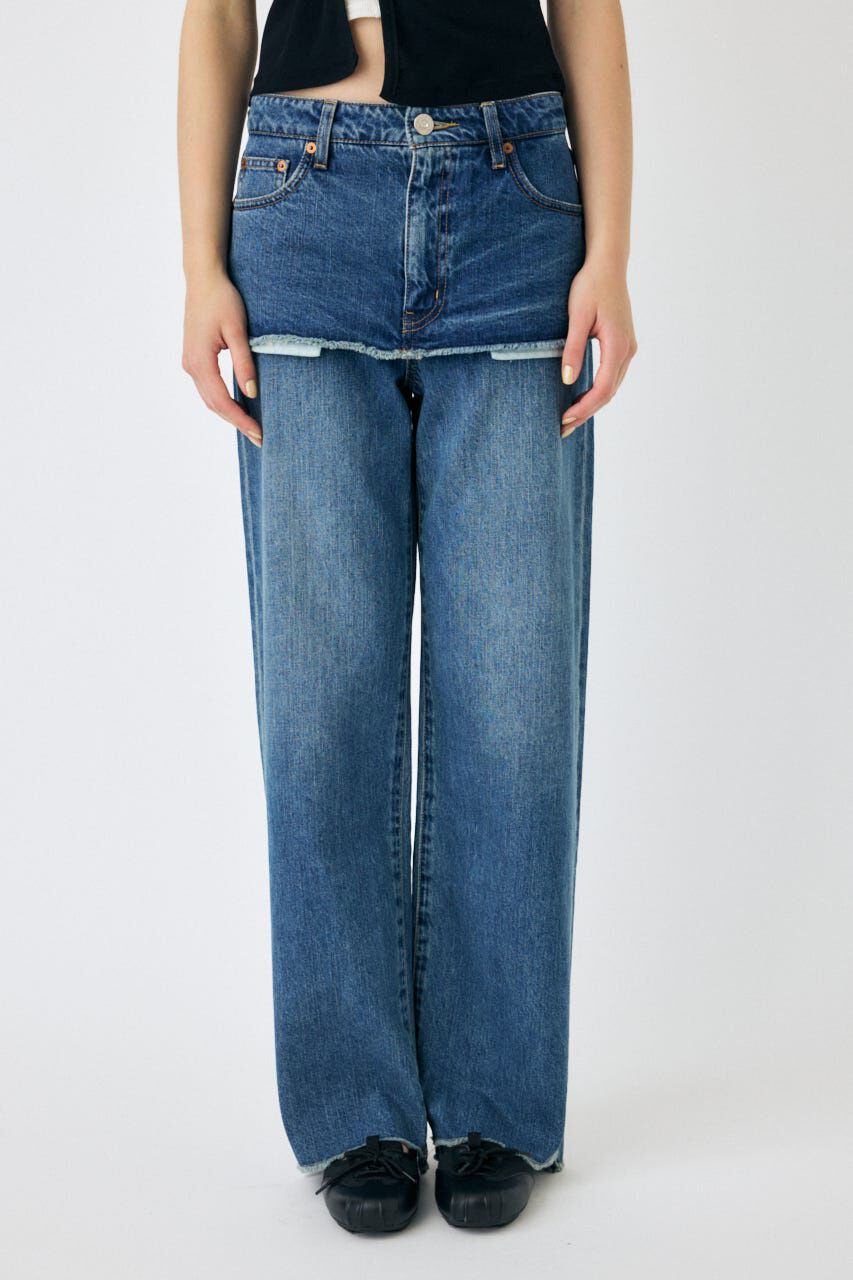 MOUSSY「LAYERED WIDE STRAIGHT デニム」|デニム|BLU