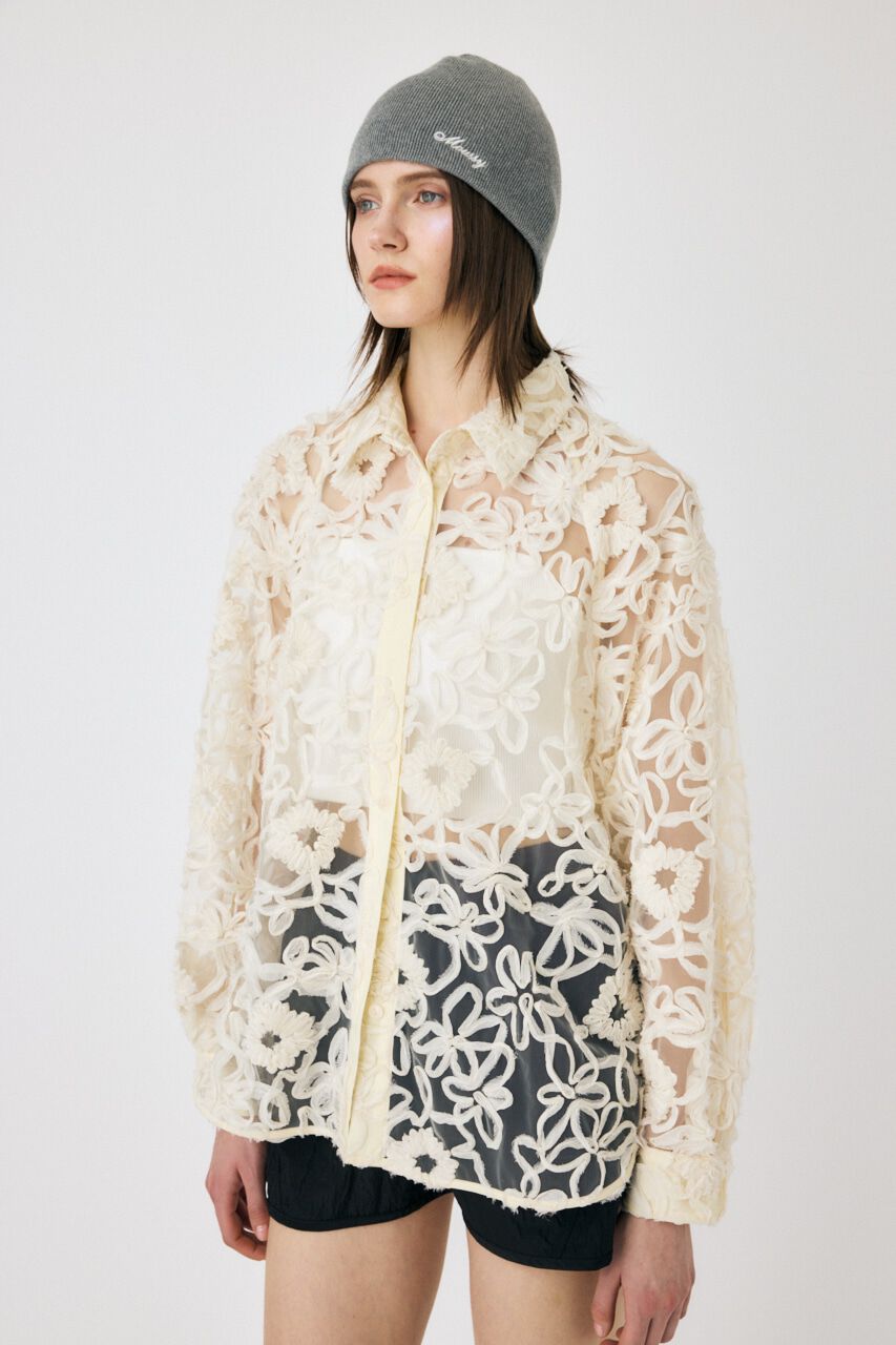 MOUSSY「RIBBON TULLE シャツ」|シャツ・ブラウス|O/WHT1