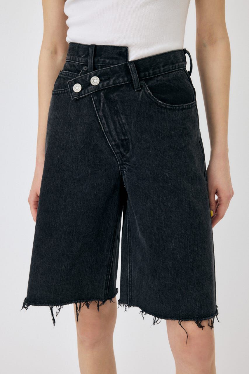MOUSSY「CROSS WAIST ハーフパンツ」|デニム|