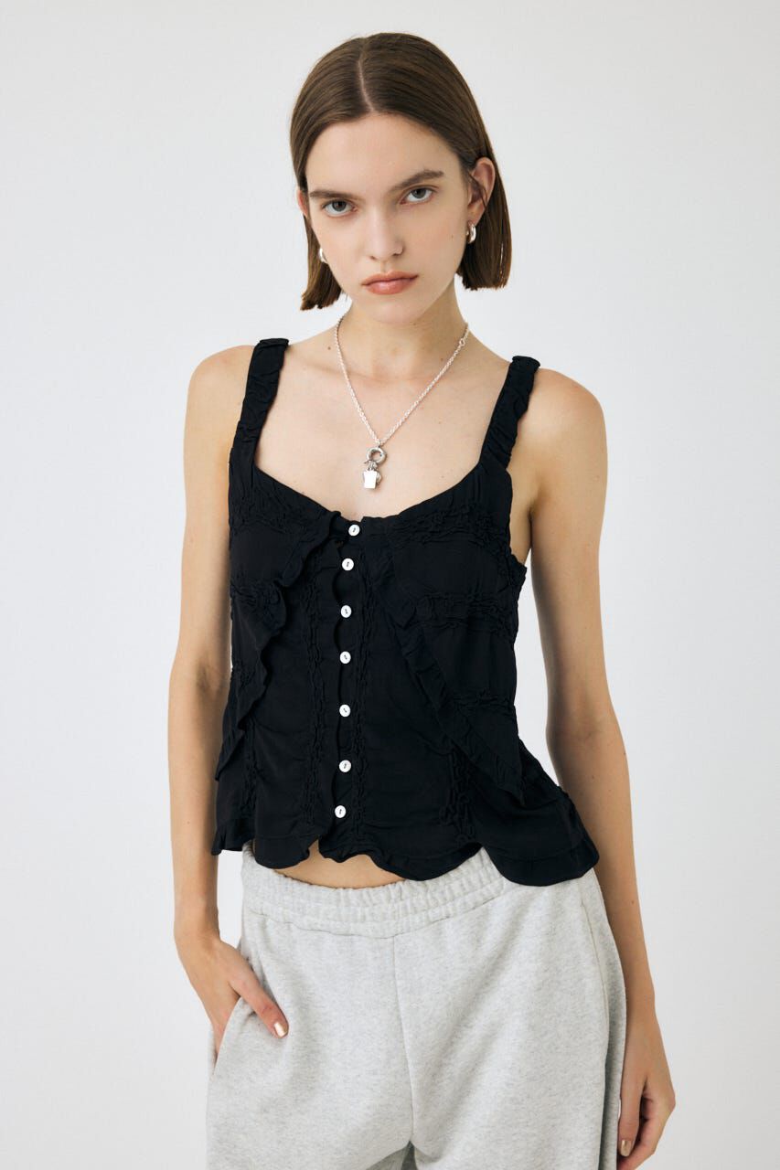 MOUSSY「BUTTON UP SMOCKING キャミ」|キャミソール|